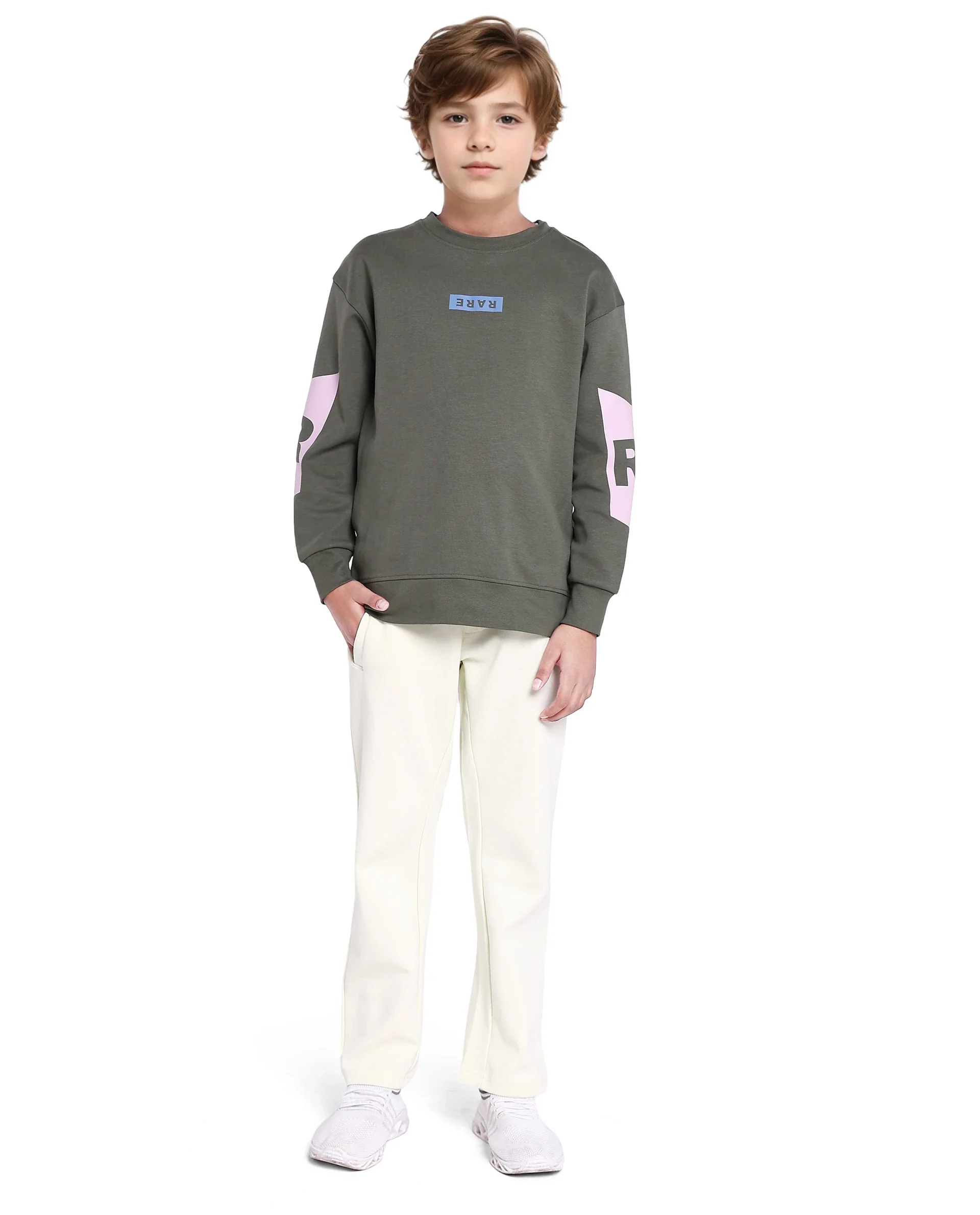 Rare Ones Kids Seron Dusky Green Cotton Poly Full Sleeve Digital Print Sweatshirt - Image 2