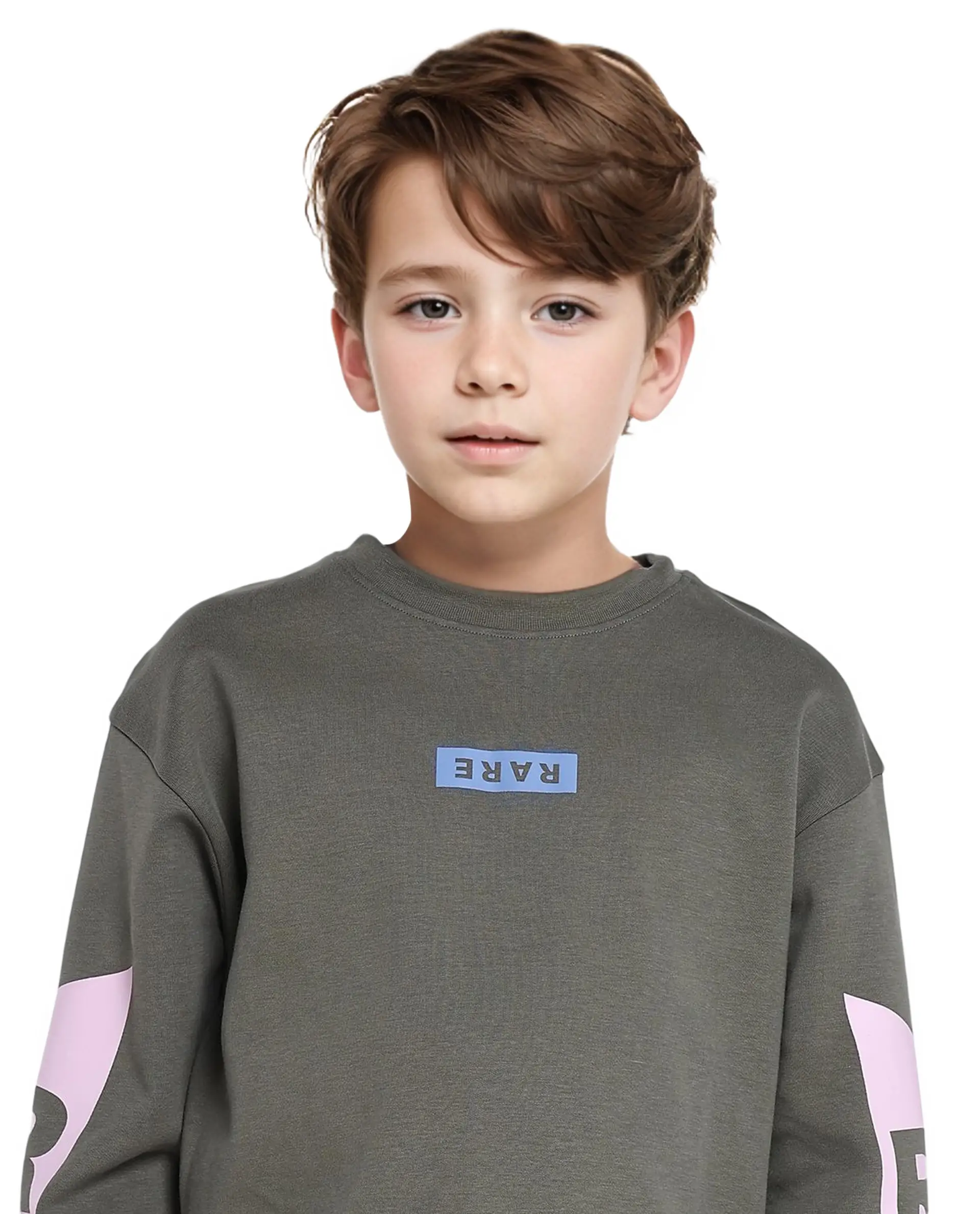 Rare Ones Kids Seron Dusky Green Cotton Poly Full Sleeve Digital Print Sweatshirt - Image 6