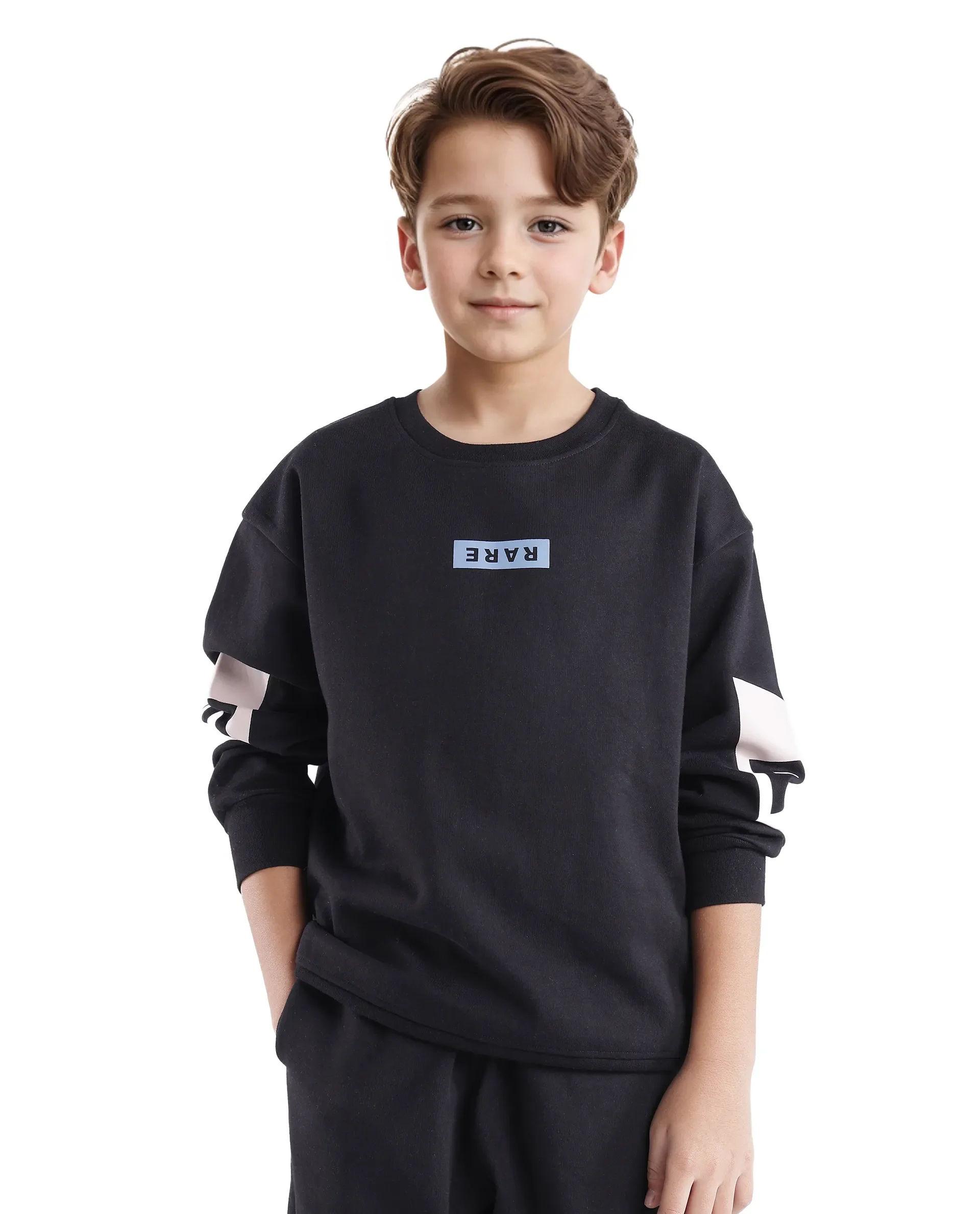 Rare Ones Kids Seron Black Cotton Full Sleeve Crew Neck Digital Print Sweatshirt - Image 4