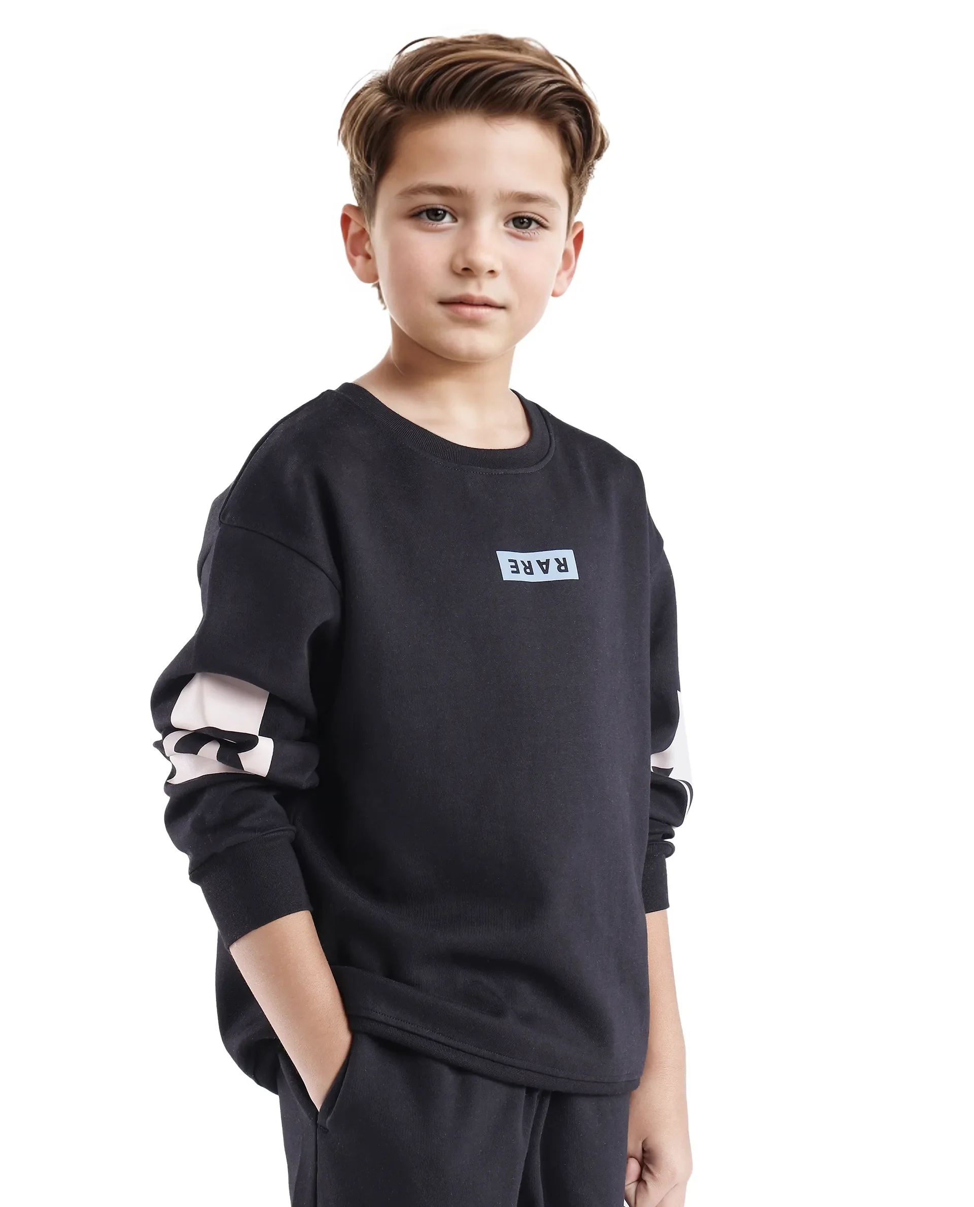 Rare Ones Kids Seron Black Cotton Full Sleeve Crew Neck Digital Print Sweatshirt - Image 5