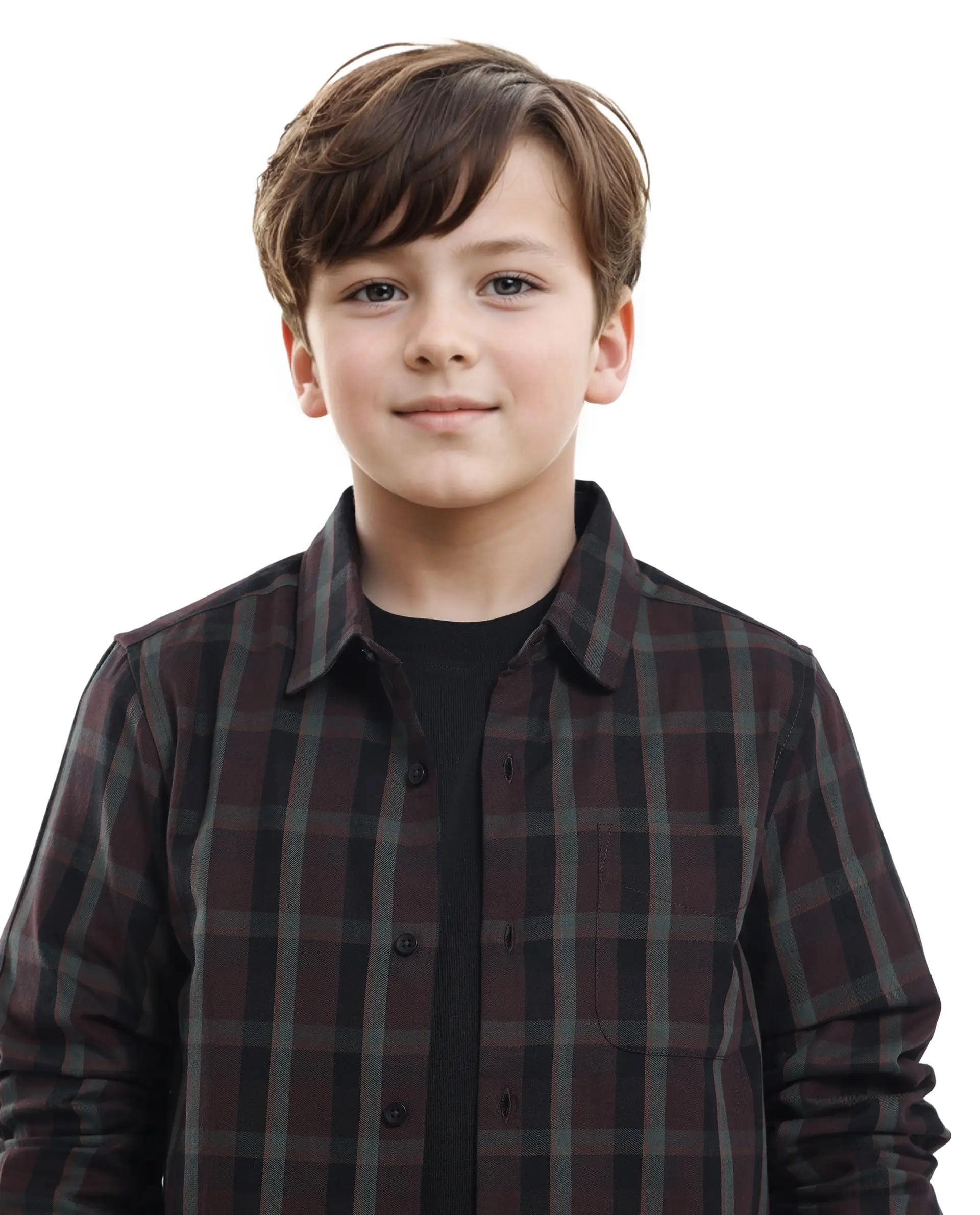 Rare Ones Kids Shilo Brown Cotton Full Sleeve Button Checked Regular Fit Shirt - Image 3