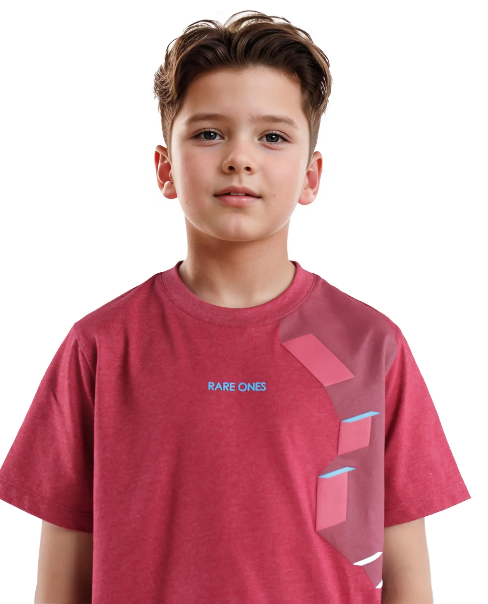 Rare Ones Kids Si Dusky Red Cotton Short Sleeve Crew Neck Raised Hd Print T-Shirt - Image 7
