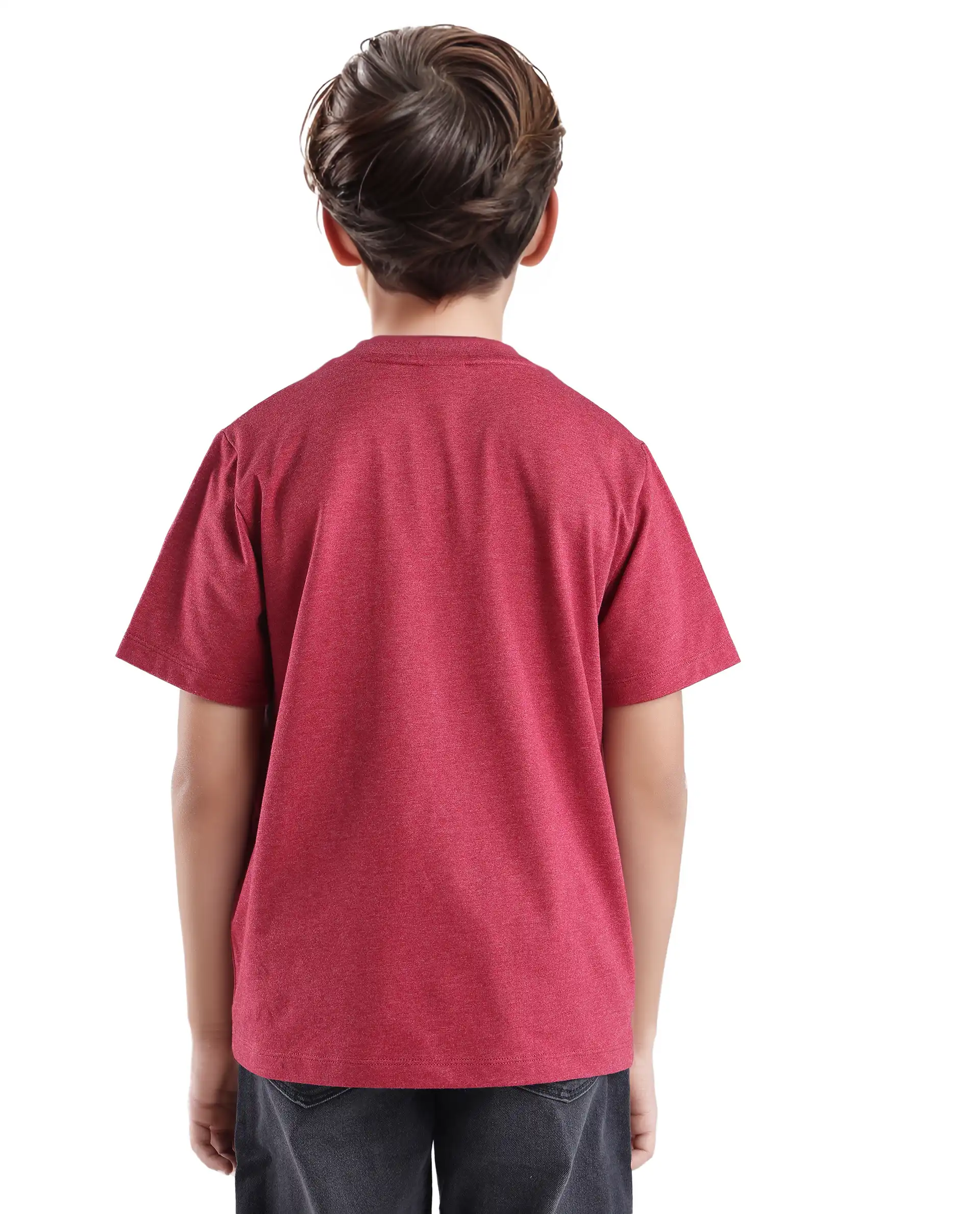 Rare Ones Kids Si Dusky Red Cotton Short Sleeve Crew Neck Raised Hd Print T-Shirt - Image 9