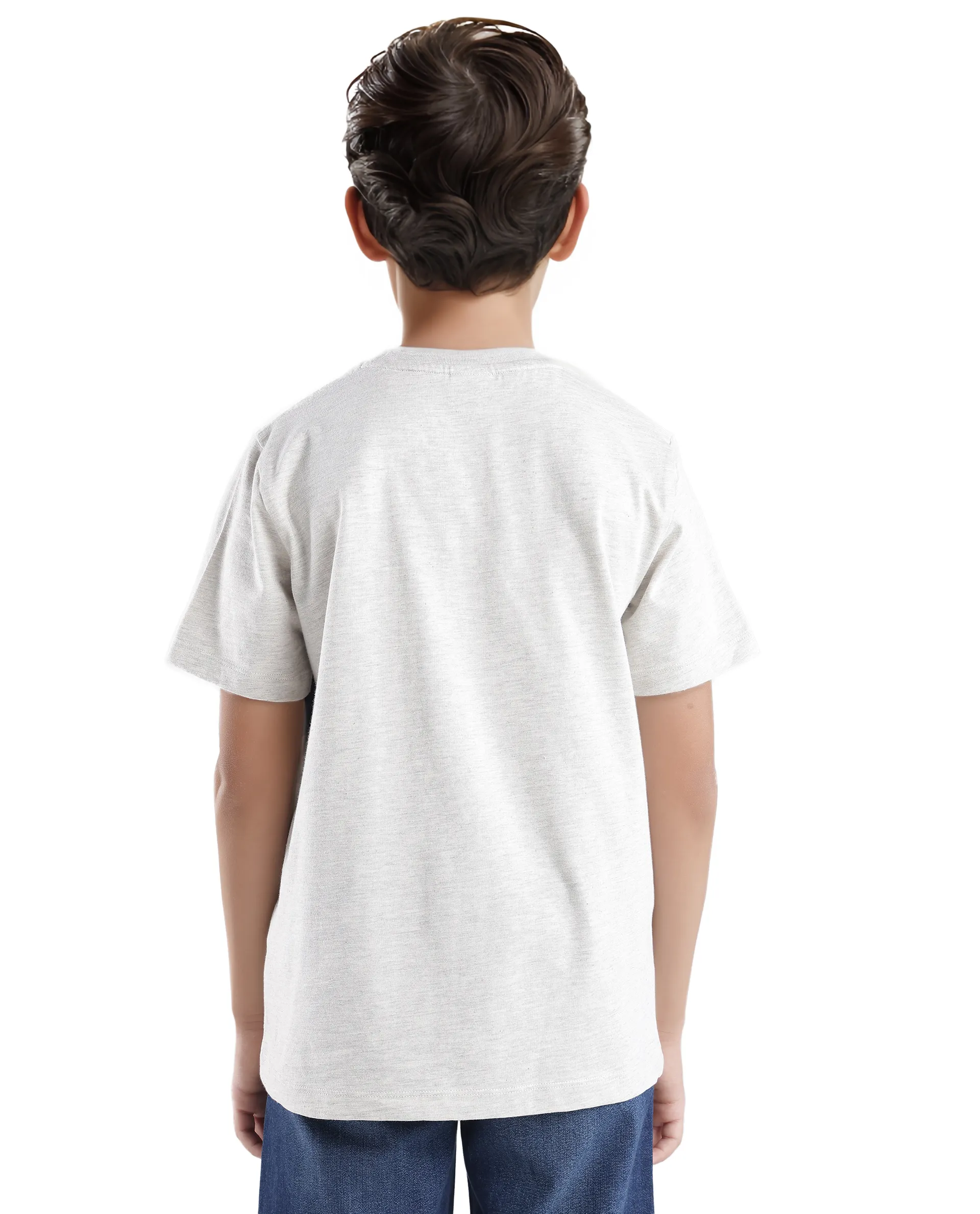 Rare Ones Kids Si Light Grey Cotton Short Sleeve Crew Neck Raised Hd Print T-Shirt - Image 7