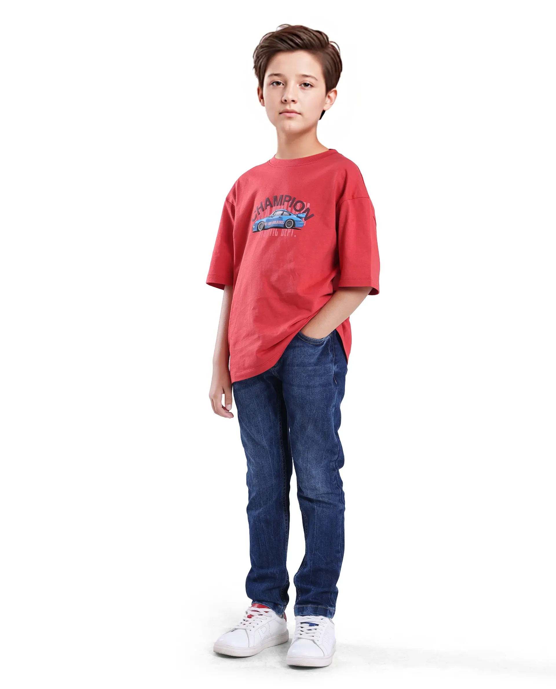 Rare Ones Kids Sira Dark Blue Cotton Solid Button And Zip Closure Slim Fit Jeans - Image 4