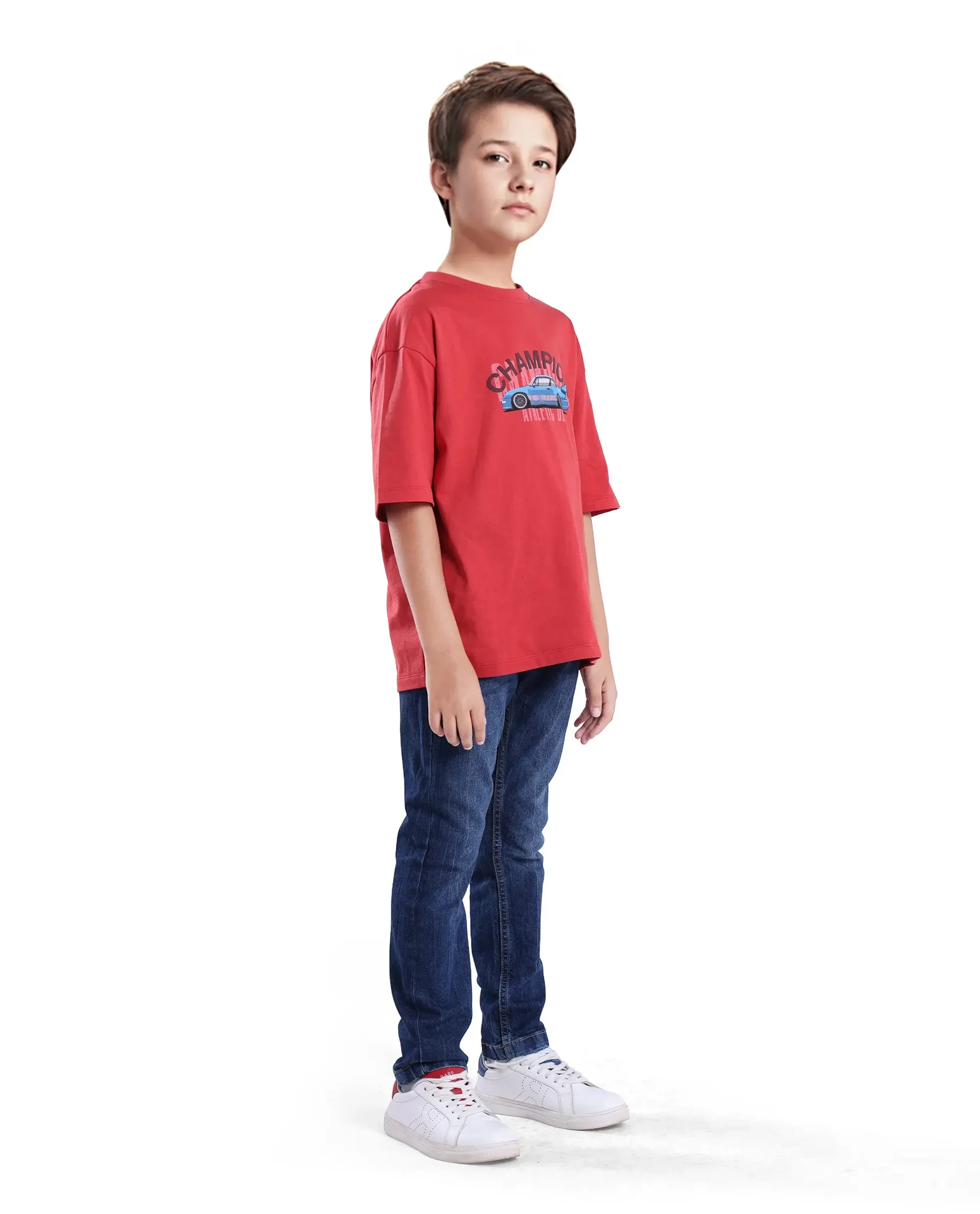 Rare Ones Kids Sira Dark Blue Cotton Solid Button And Zip Closure Slim Fit Jeans - Image 5