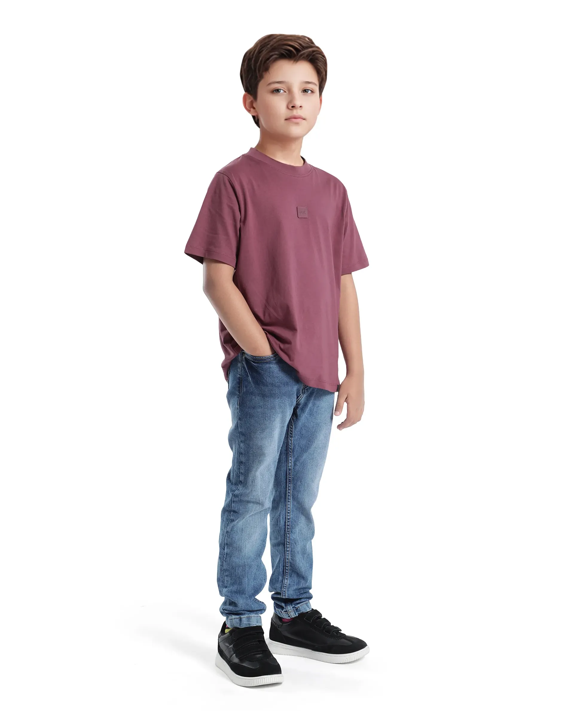 Rare Ones Kids Sira Light Blue Cotton Solid Button And Zip Closure Slim Fit Fit Jeans - Image 5