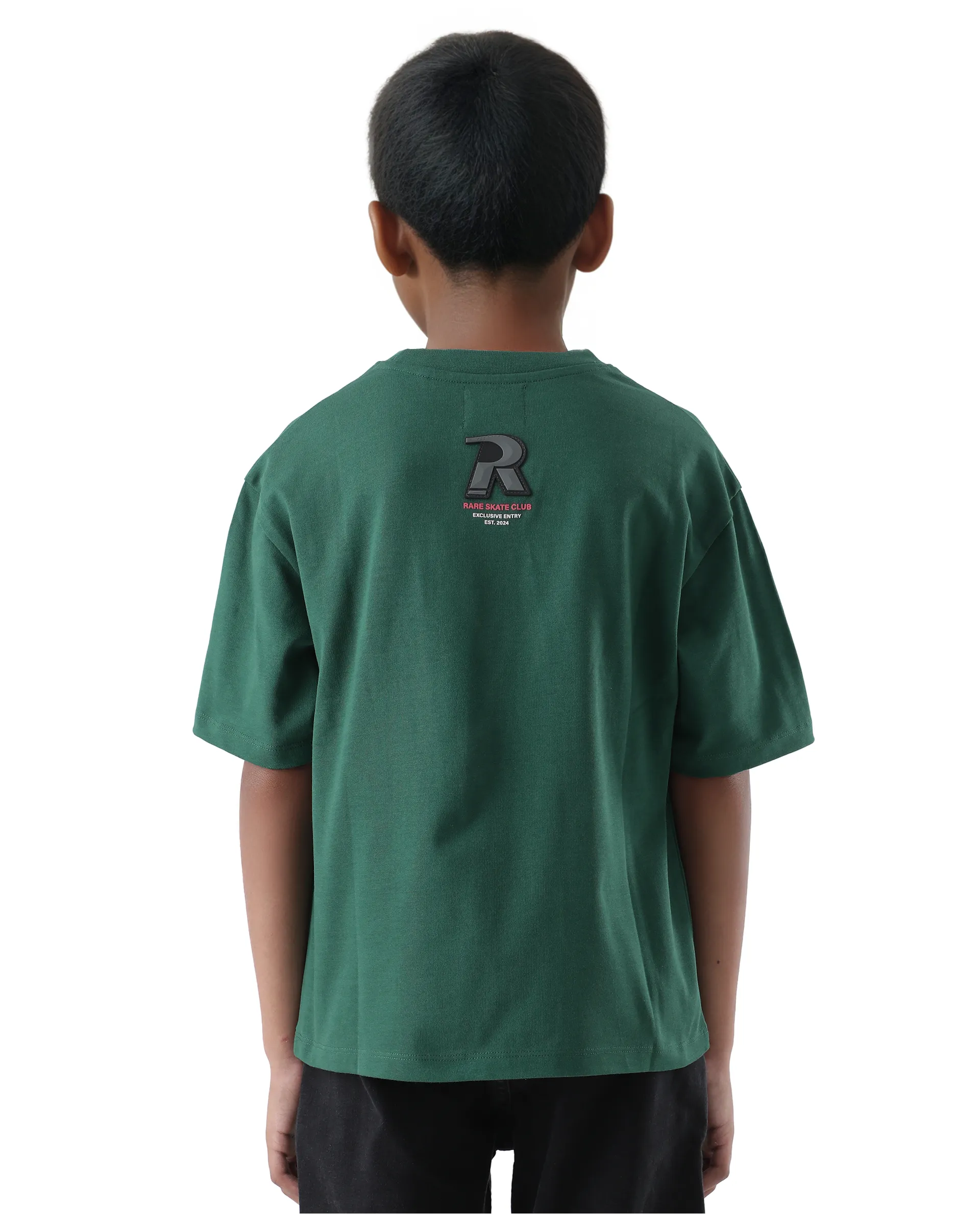 Rare Ones Kids Skate Green Cotton Half Sleeve Slip-On Printed Boxy Fit T-Shirt - Image 3