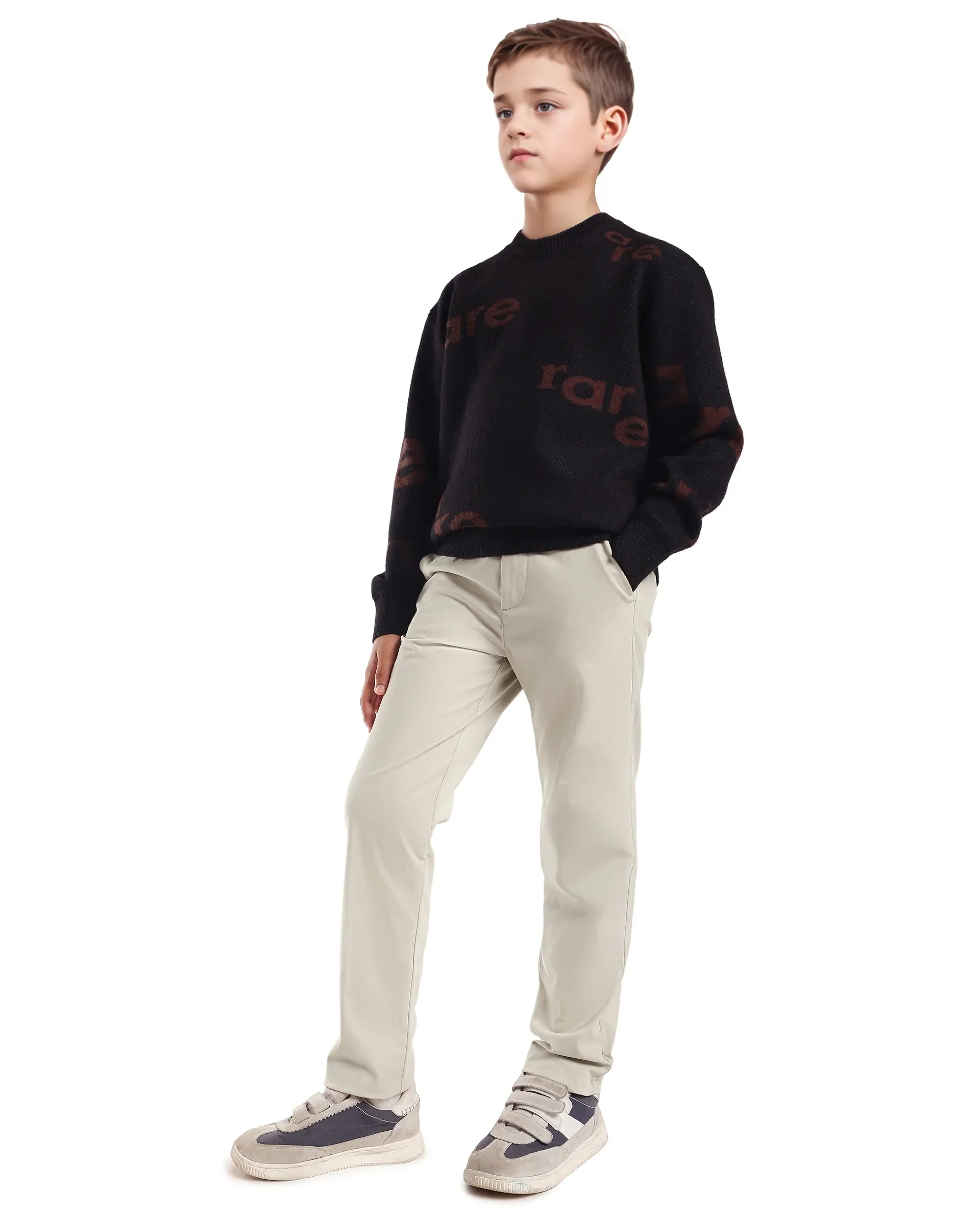 Rare Ones Kids Smart-K Light Beige Cotton Blend Solid Button And Zipper Closure Regular Fit Trouser - Image 7
