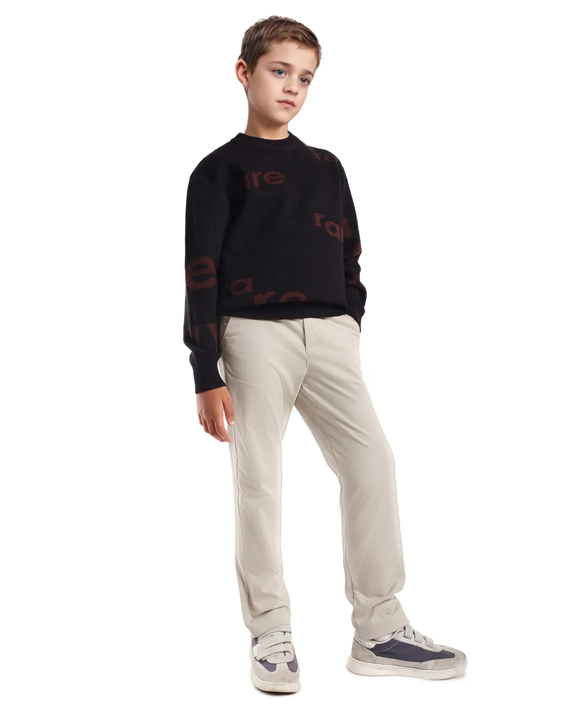Rare Ones Kids Smart-K Light Beige Cotton Blend Solid Button And Zipper Closure Regular Fit Trouser - Image 8