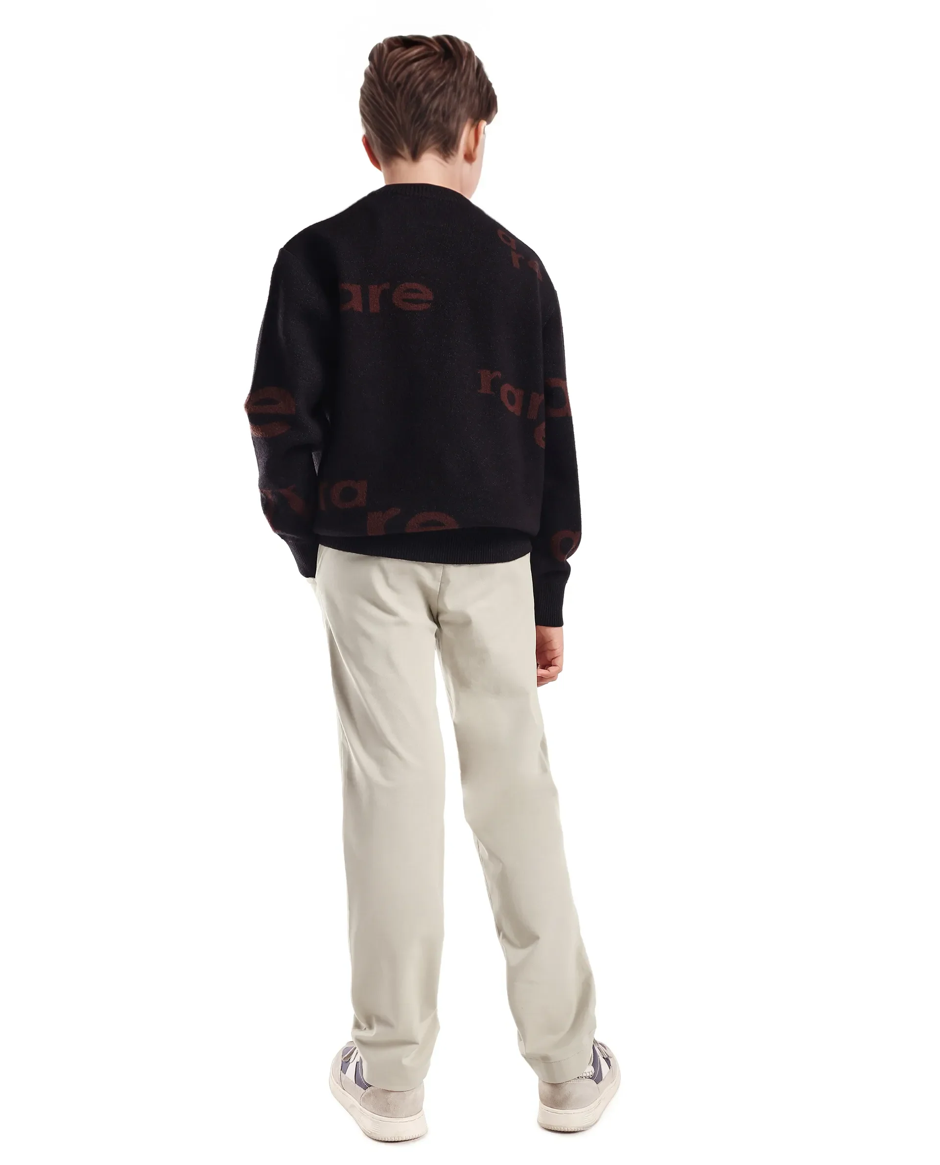Rare Ones Kids Smart-K Light Beige Cotton Blend Solid Button And Zipper Closure Regular Fit Trouser - Image 9