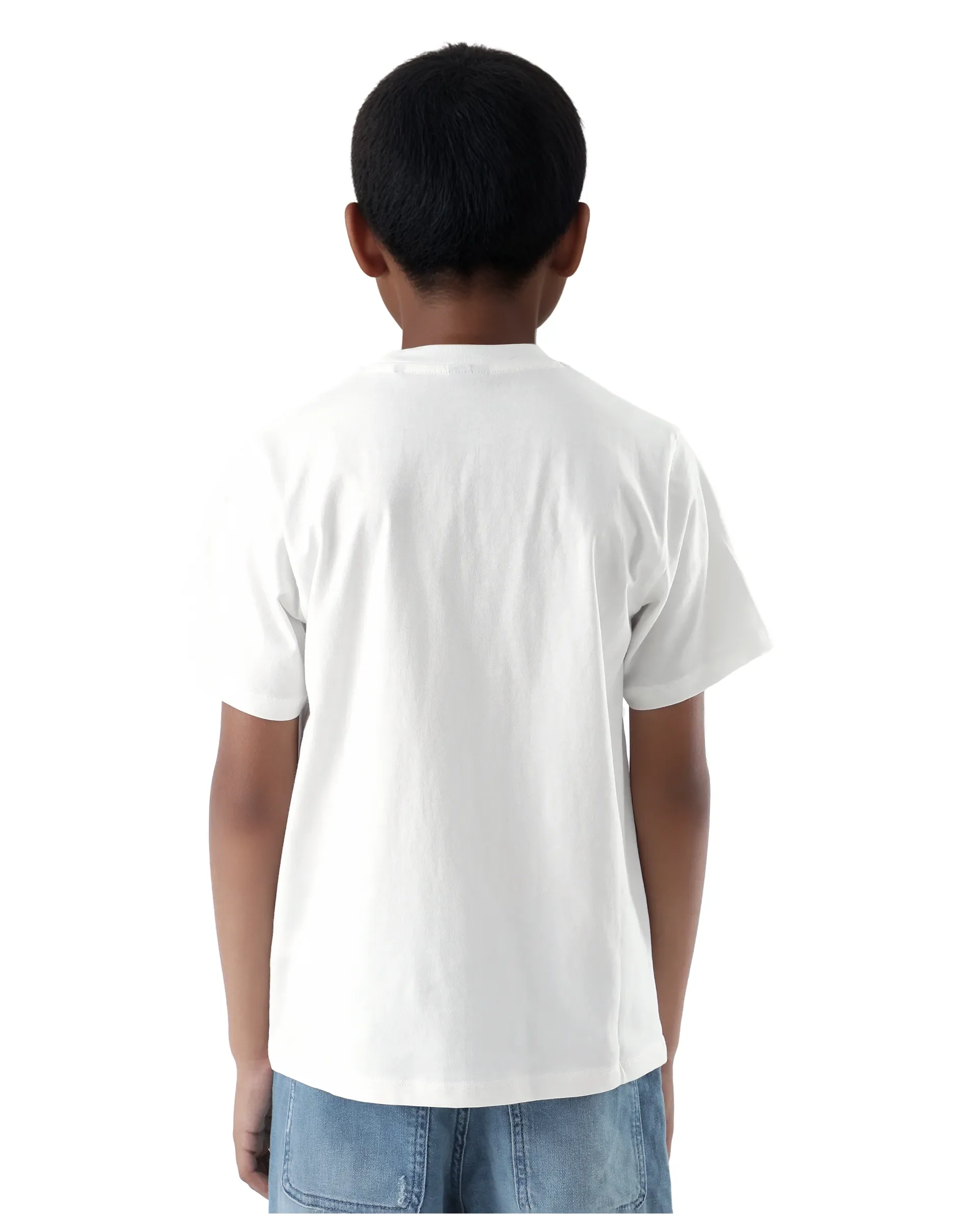 Rare Ones Kids Speed Off White Cotton Half Sleeve Solid Slip-On Closure Regular Fit T-Shirt - Image 8