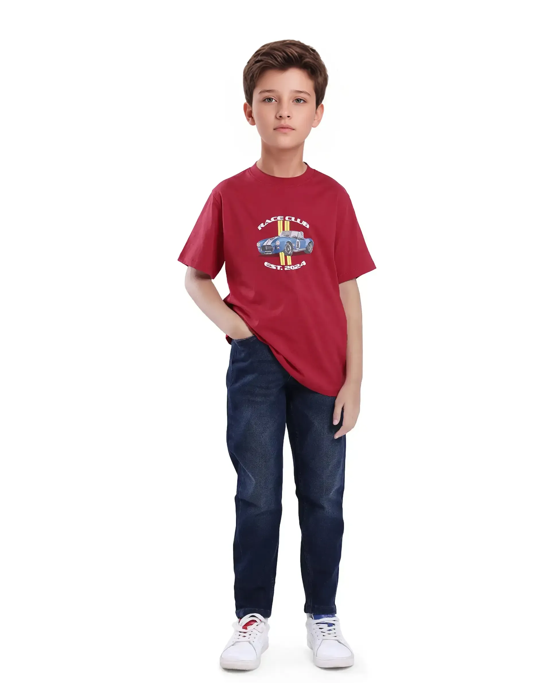 Rare Ones Kids Speed Red Cotton Half Sleeve Printed Slip-On Closure Regular Fit T-Shirt - Image 2