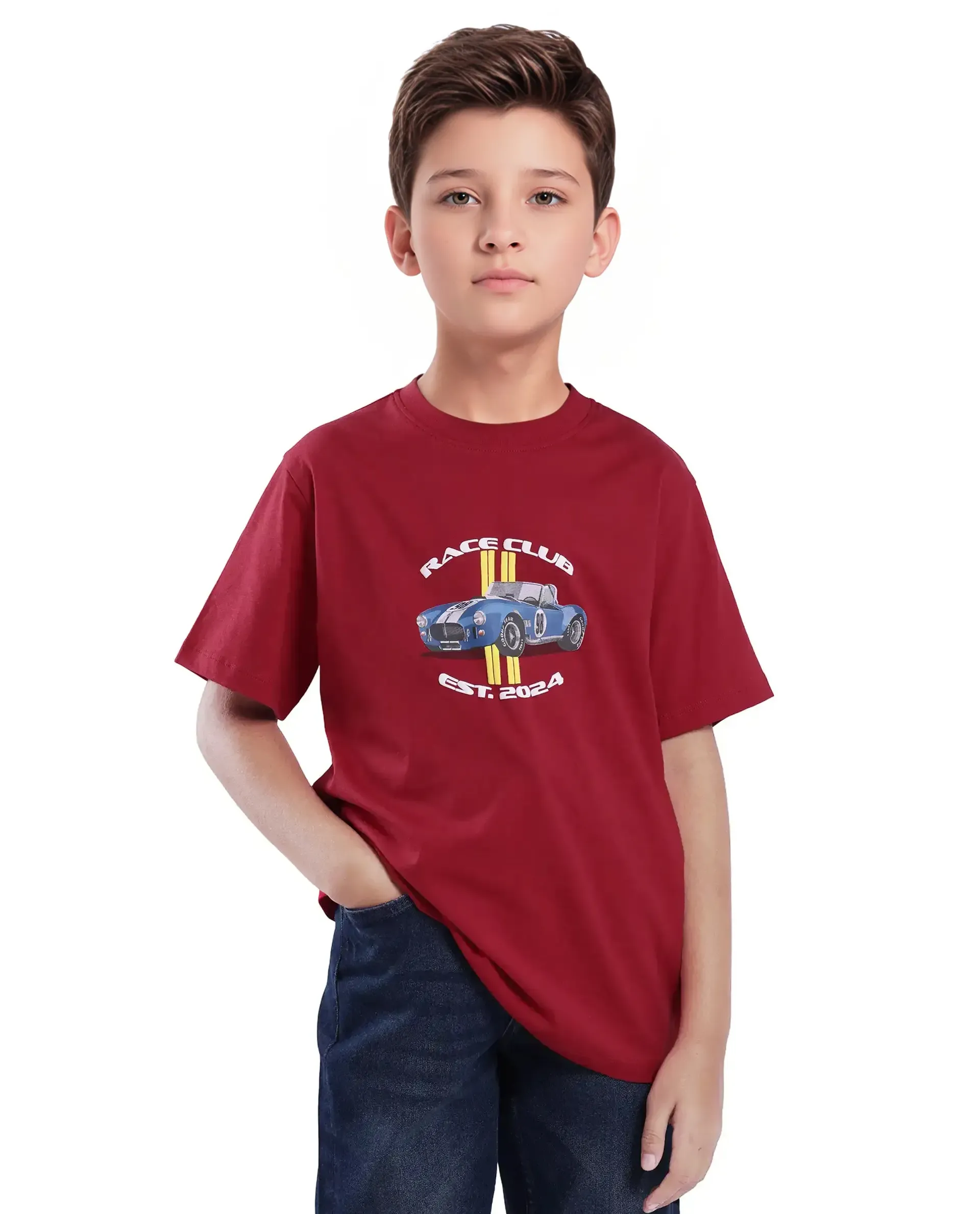 Rare Ones Kids Speed Red Cotton Half Sleeve Printed Slip-On Closure Regular Fit T-Shirt - Image 3
