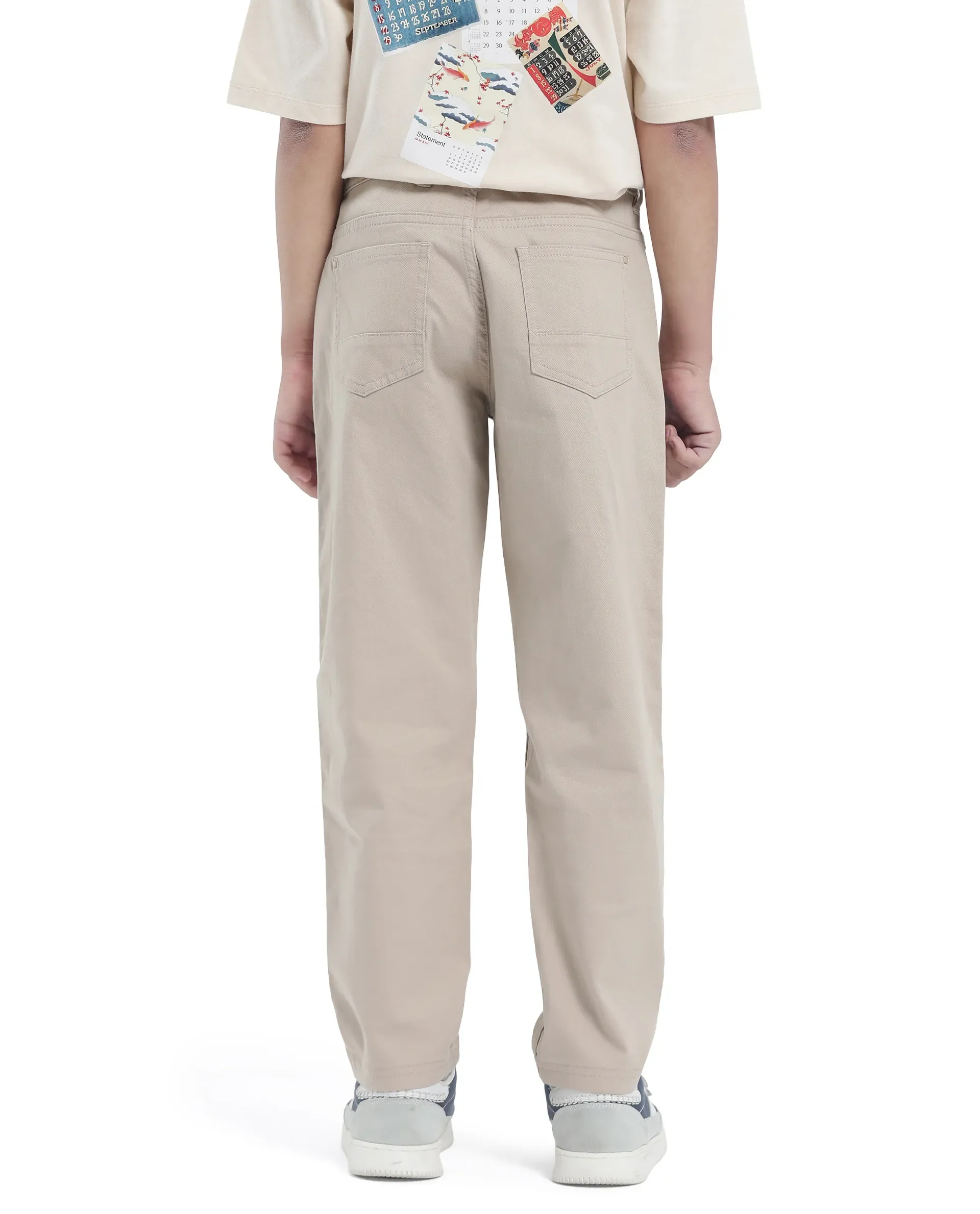 Rare Ones Kids Spoke-K Beige Cotton Button & Zip Closure Solid Regular Fit Trouser - Image 8
