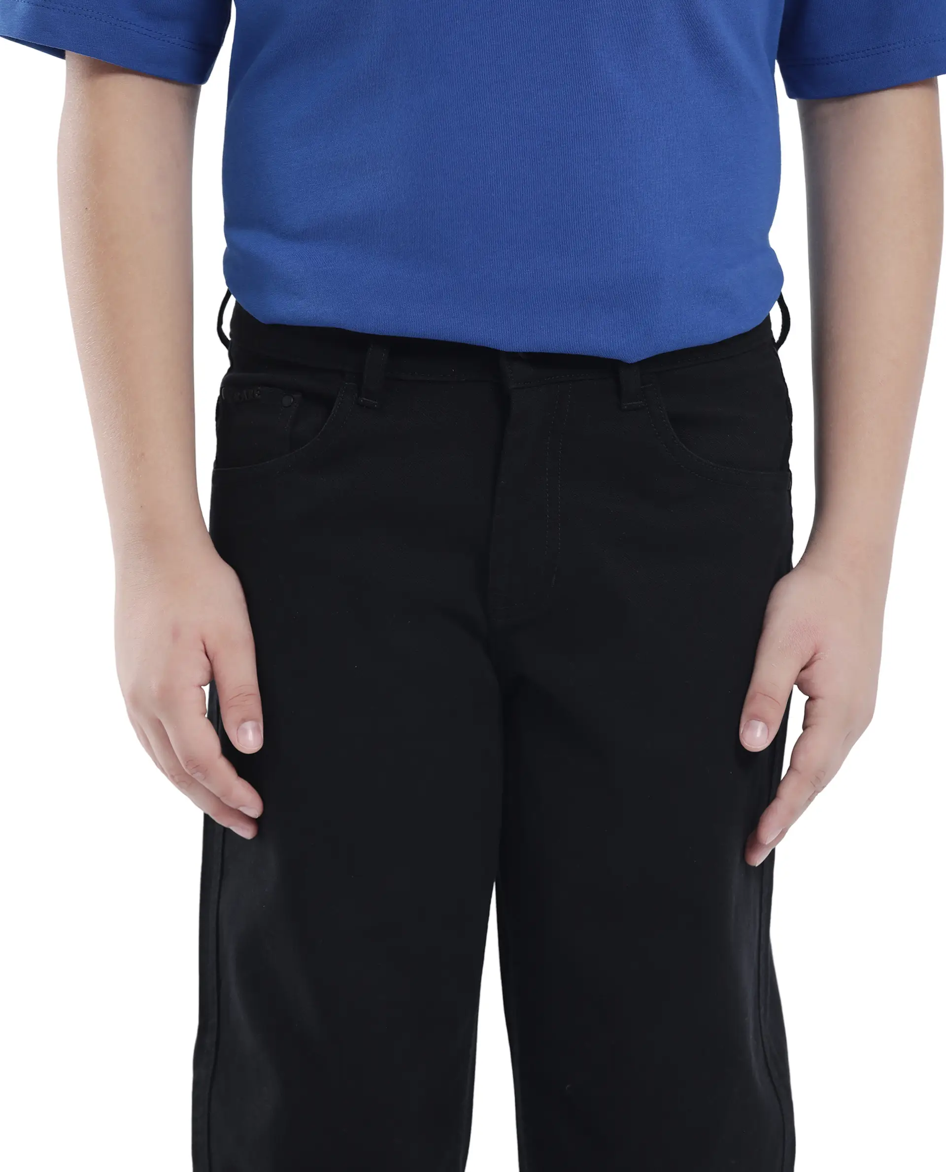 Rare Ones Kids Spoke-K Black Cotton Button And Zip Closure Solid Regular Fit Trouser - Image 3