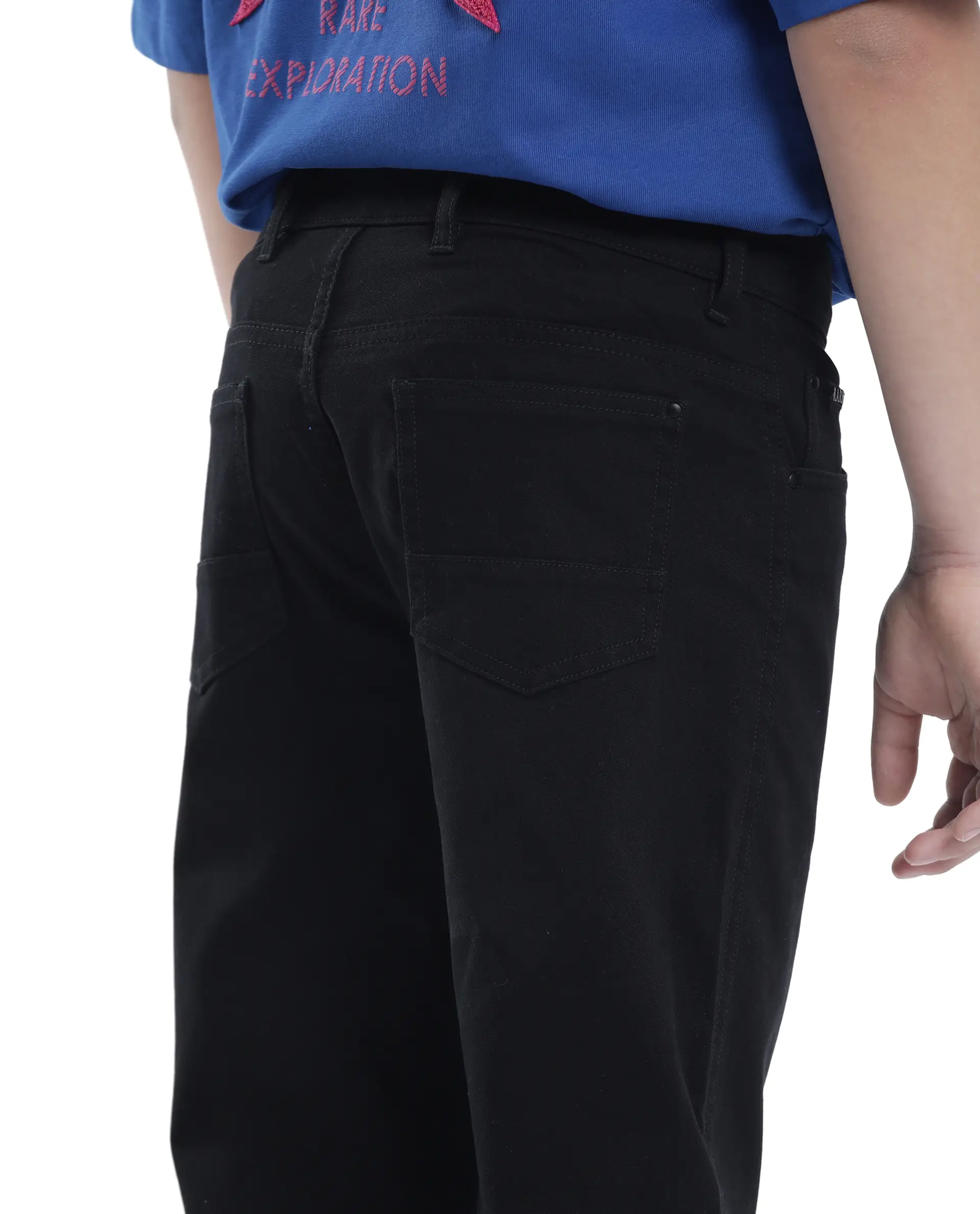 Rare Ones Kids Spoke-K Black Cotton Button And Zip Closure Solid Regular Fit Trouser - Image 4