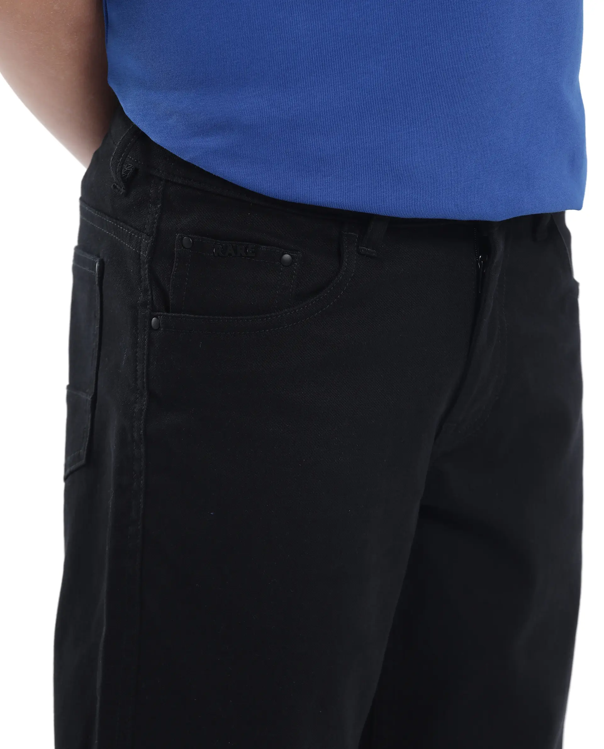 Rare Ones Kids Spoke-K Black Cotton Button And Zip Closure Solid Regular Fit Trouser - Image 5