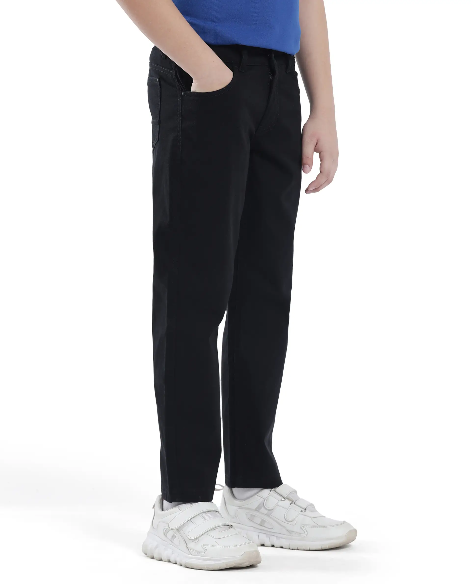 Rare Ones Kids Spoke-K Black Cotton Button And Zip Closure Solid Regular Fit Trouser - Image 7