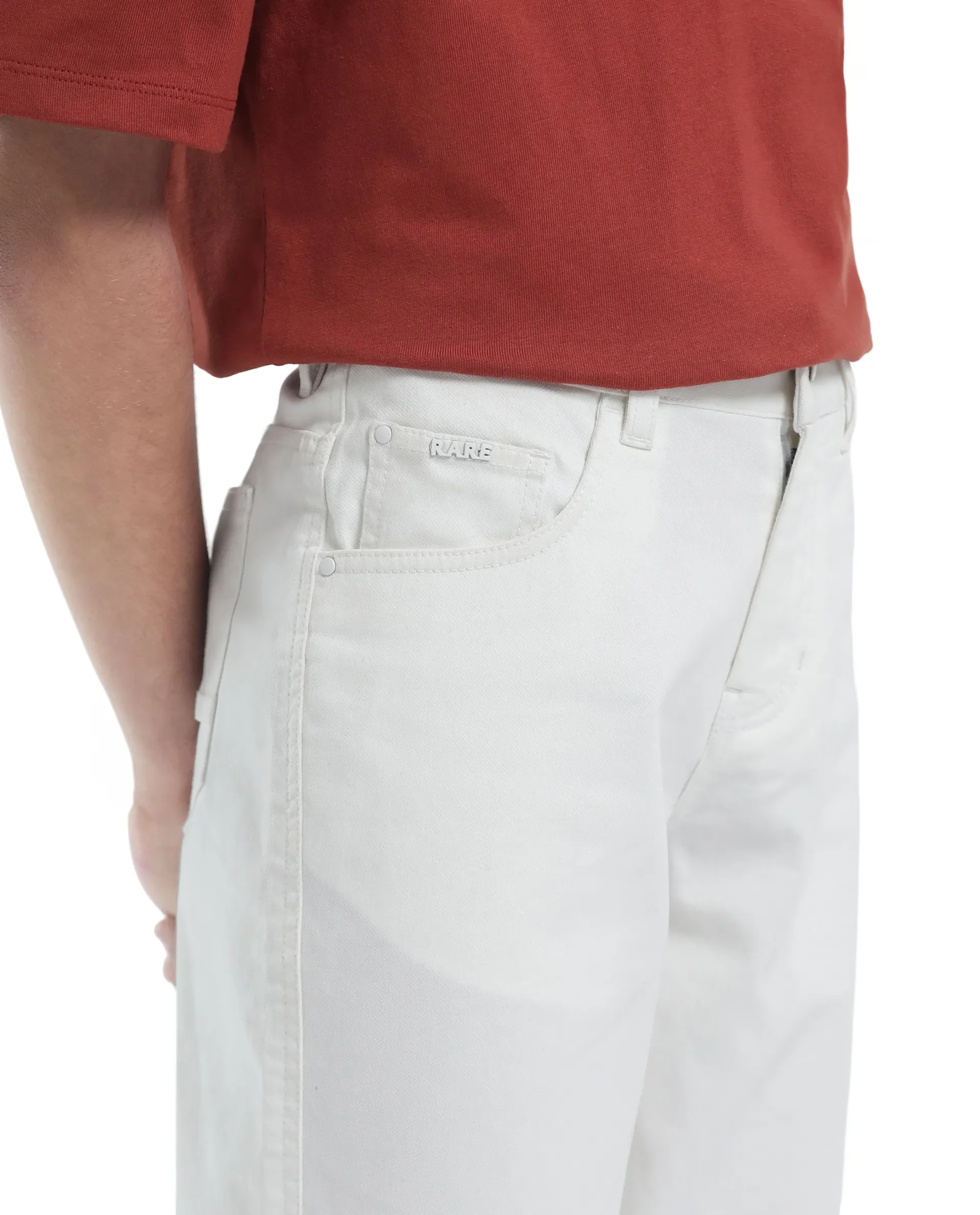 Rare Ones Kids Spoke-K White Cotton Button & Zip Closure Solid Regular Fit Trouser - Image 4