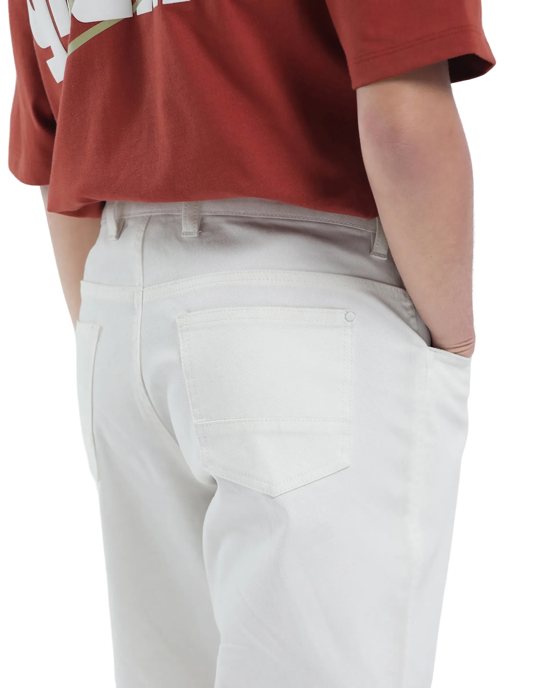 Rare Ones Kids Spoke-K White Cotton Button & Zip Closure Solid Regular Fit Trouser - Image 5
