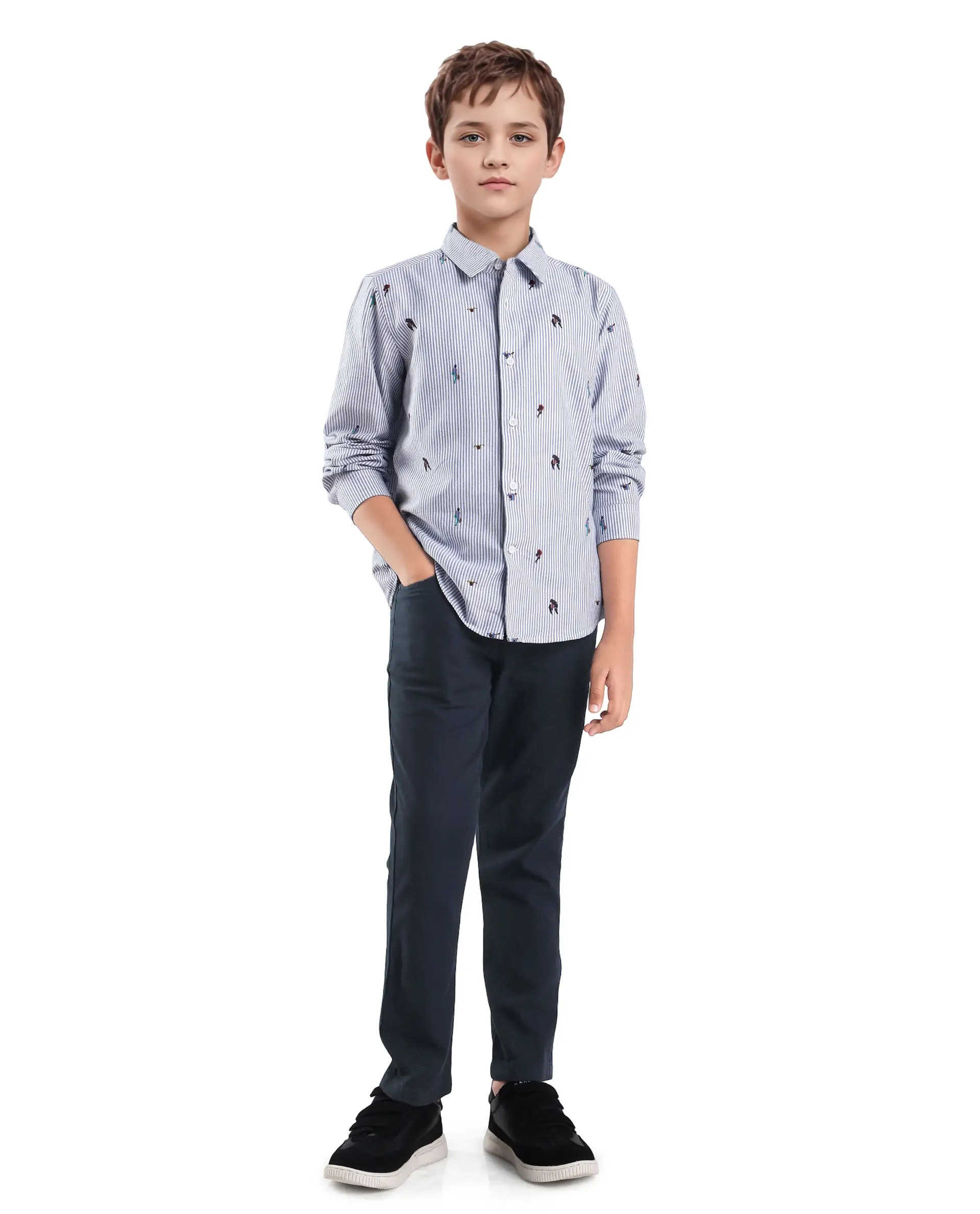 Rare Ones Kids Spon Navy Cotton Button & Zip Regular Fit Plain Trouser - Image 4