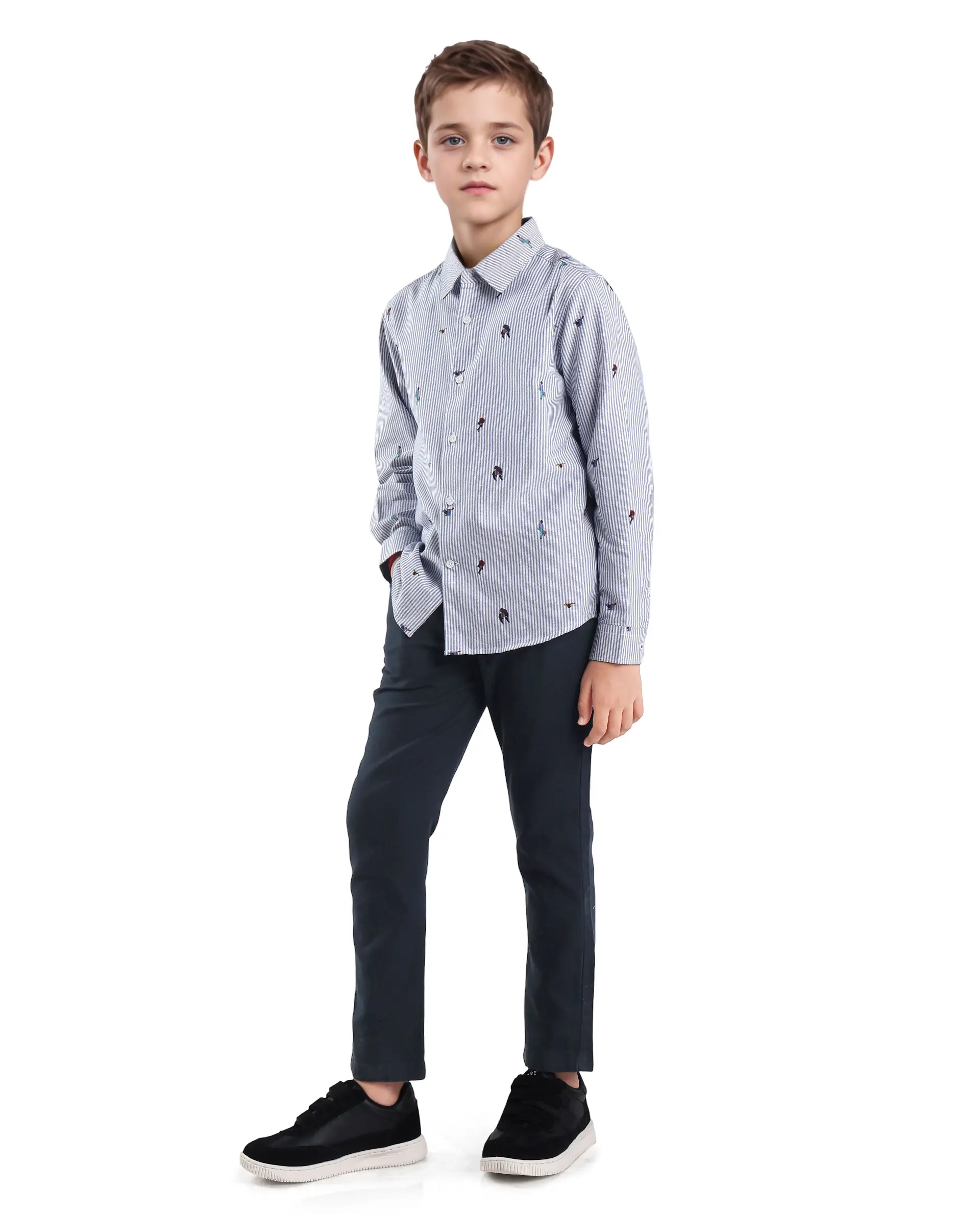 Rare Ones Kids Spon Navy Cotton Button & Zip Regular Fit Plain Trouser - Image 5
