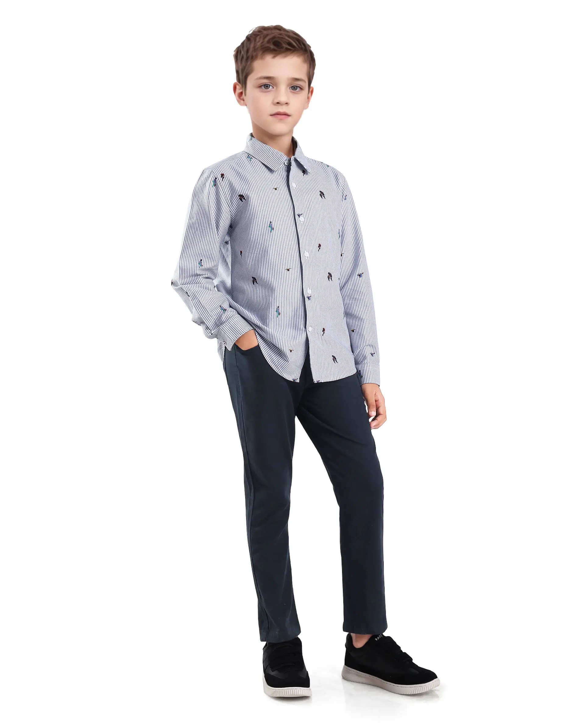 Rare Ones Kids Spon Navy Cotton Button & Zip Regular Fit Plain Trouser - Image 6