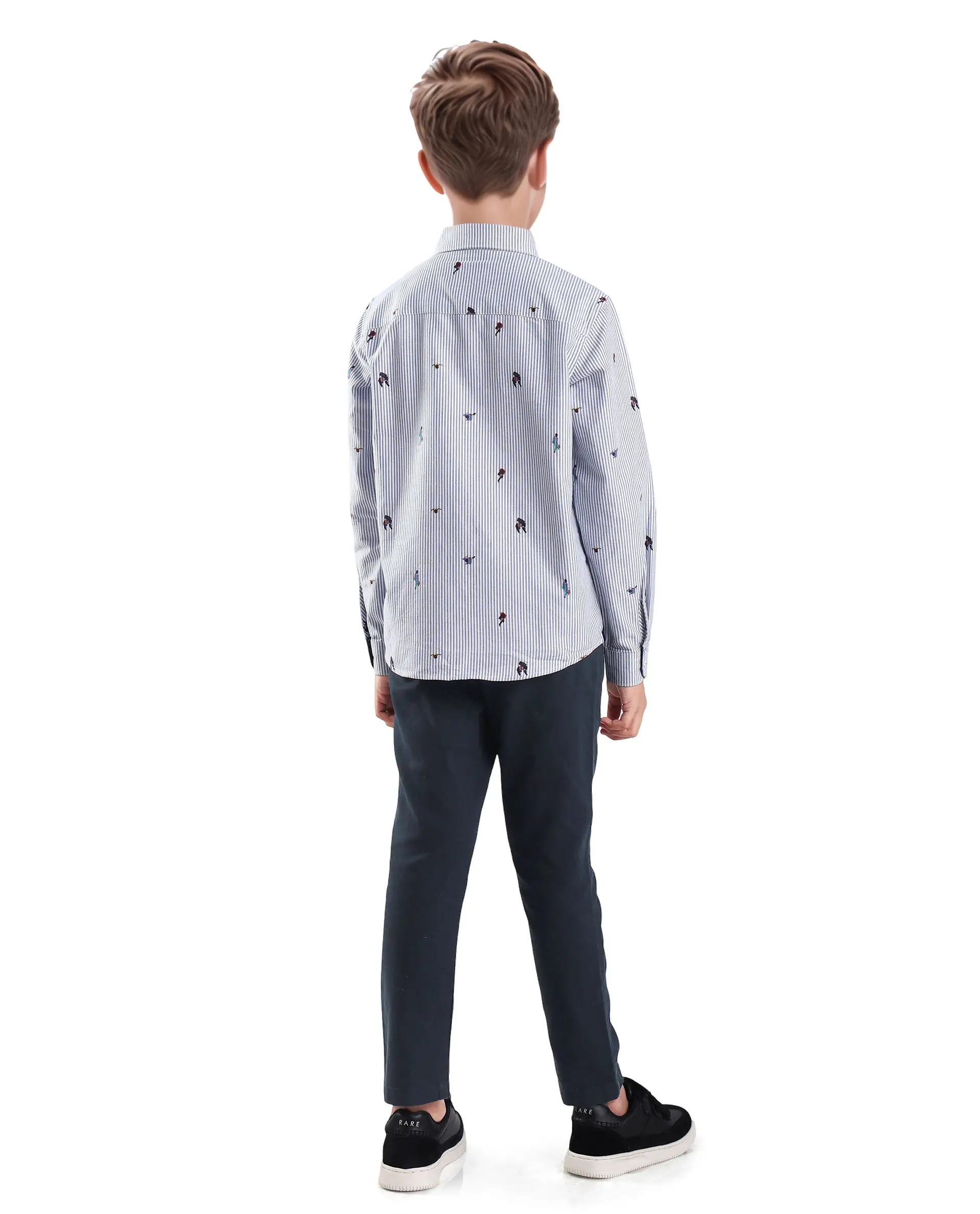 Rare Ones Kids Spon Navy Cotton Button & Zip Regular Fit Plain Trouser - Image 7