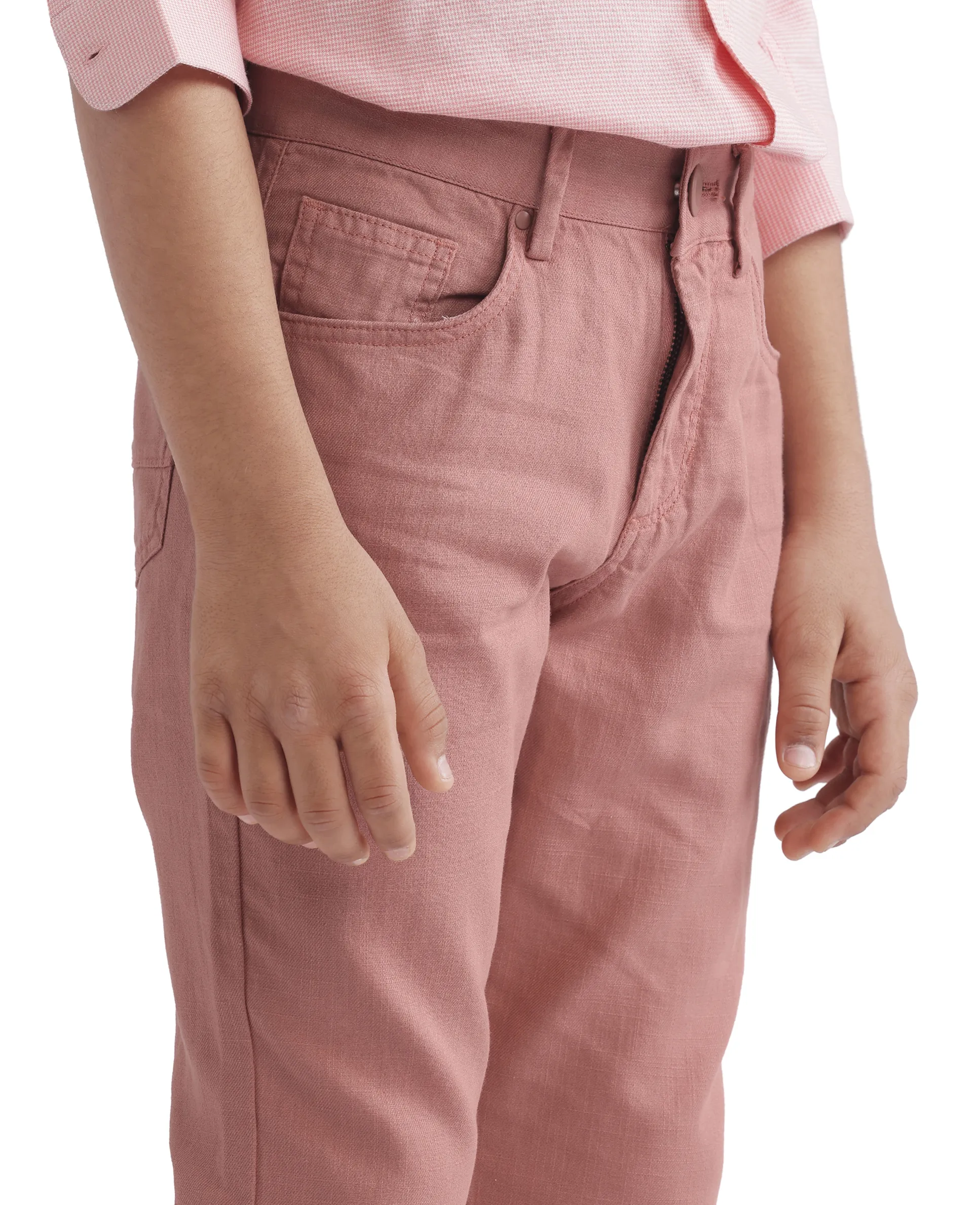 Rare Ones Kids Spon Rust Cotton Button & Zip Regular Fit Plain Trouser - Image 4