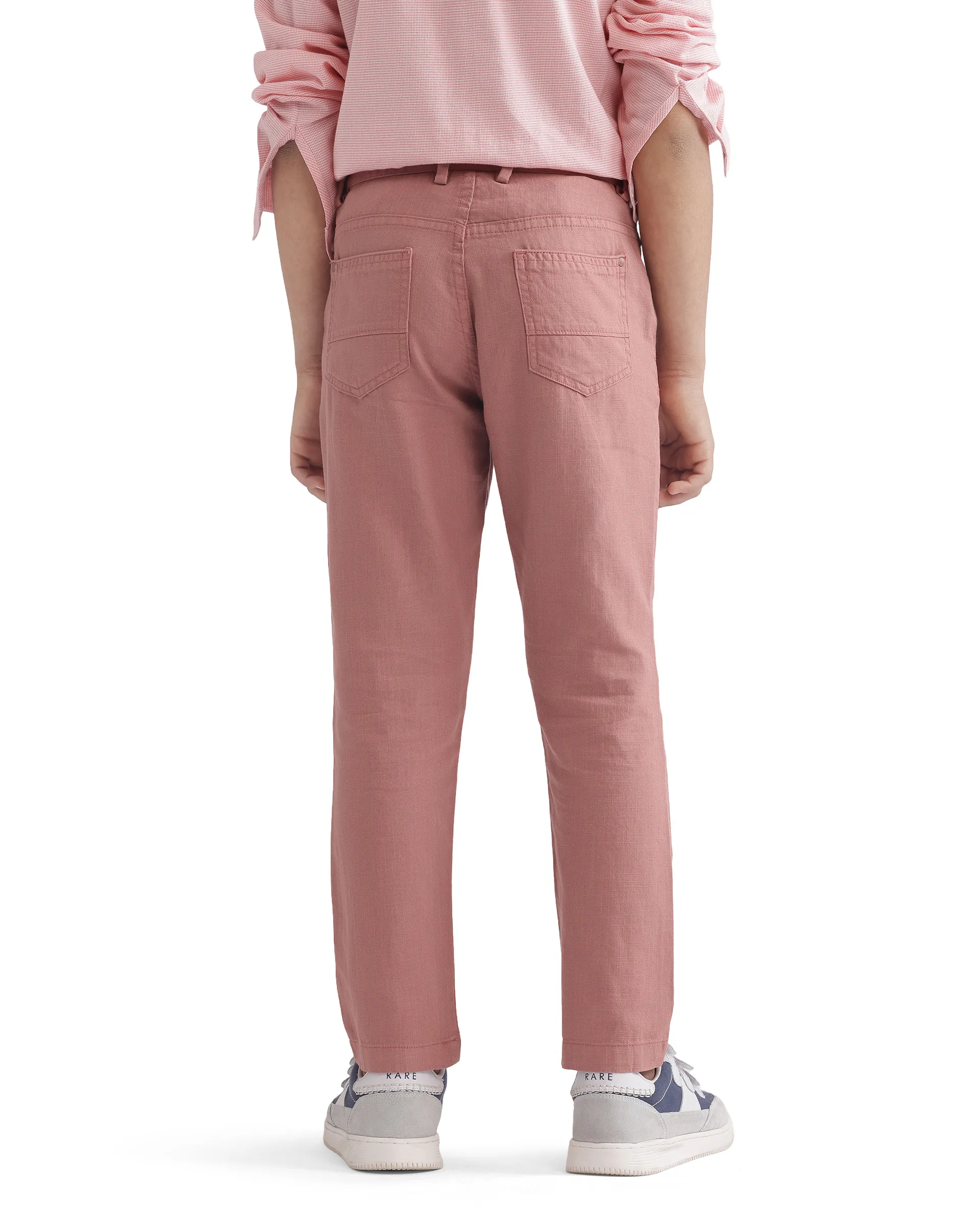 Rare Ones Kids Spon Rust Cotton Button & Zip Regular Fit Plain Trouser - Image 6