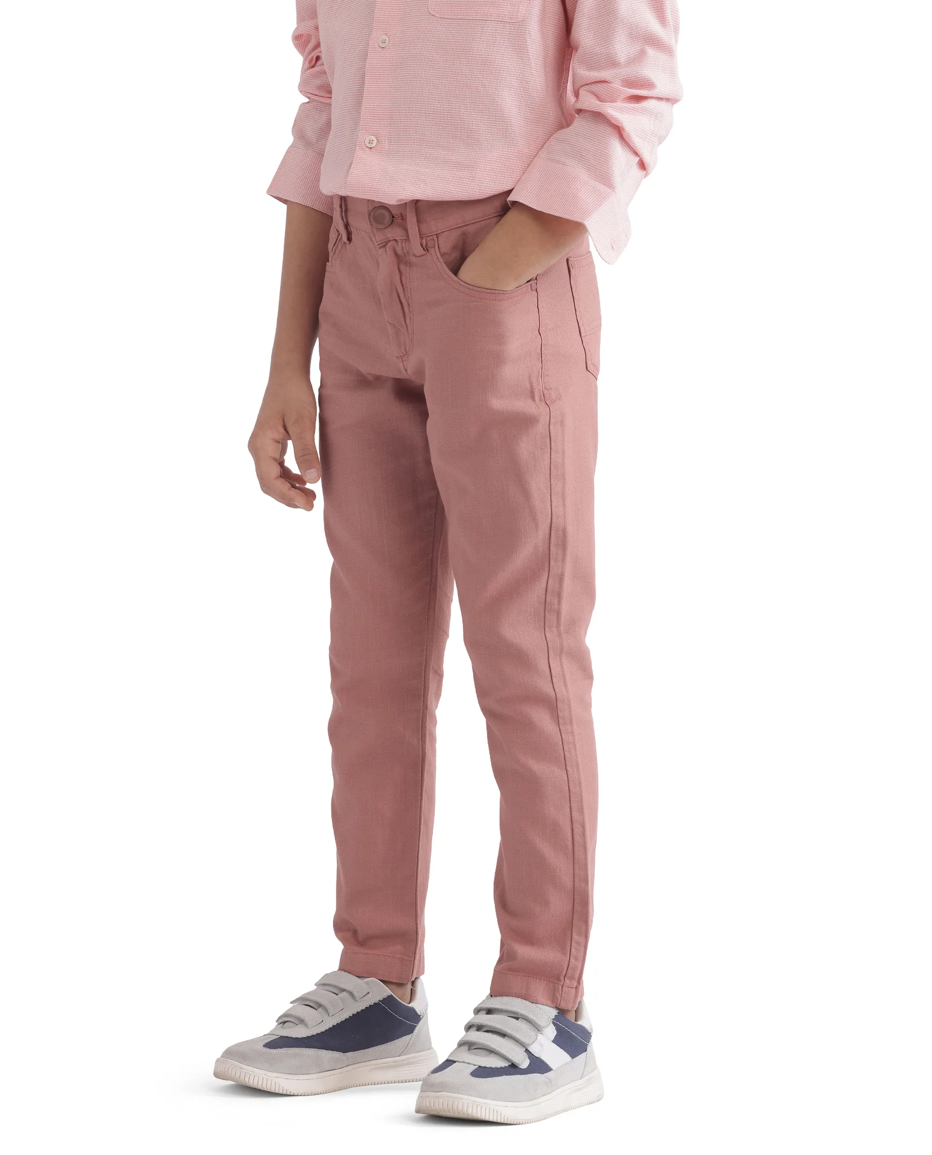 Rare Ones Kids Spon Rust Cotton Button & Zip Regular Fit Plain Trouser - Image 7