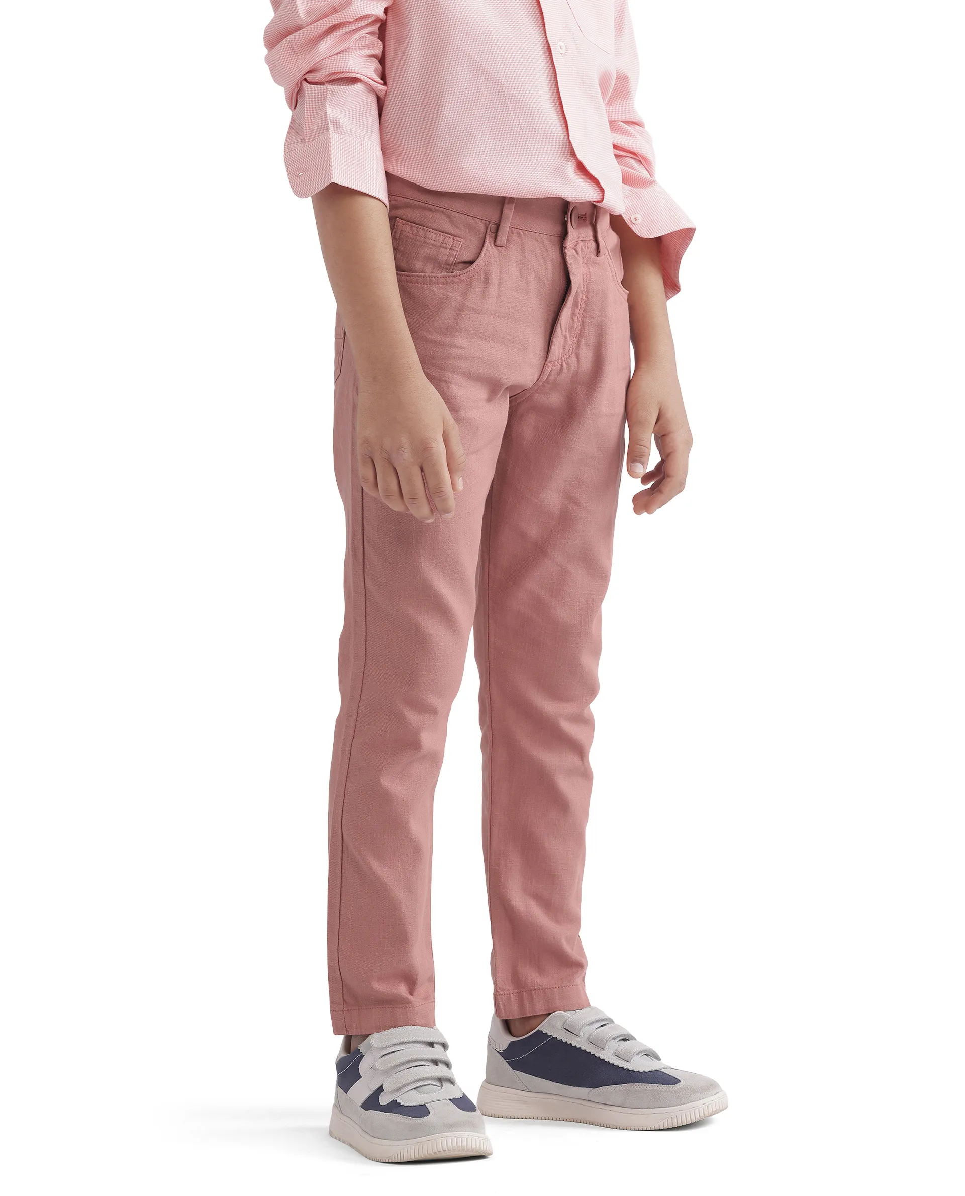 Rare Ones Kids Spon Rust Cotton Button & Zip Regular Fit Plain Trouser - Image 8