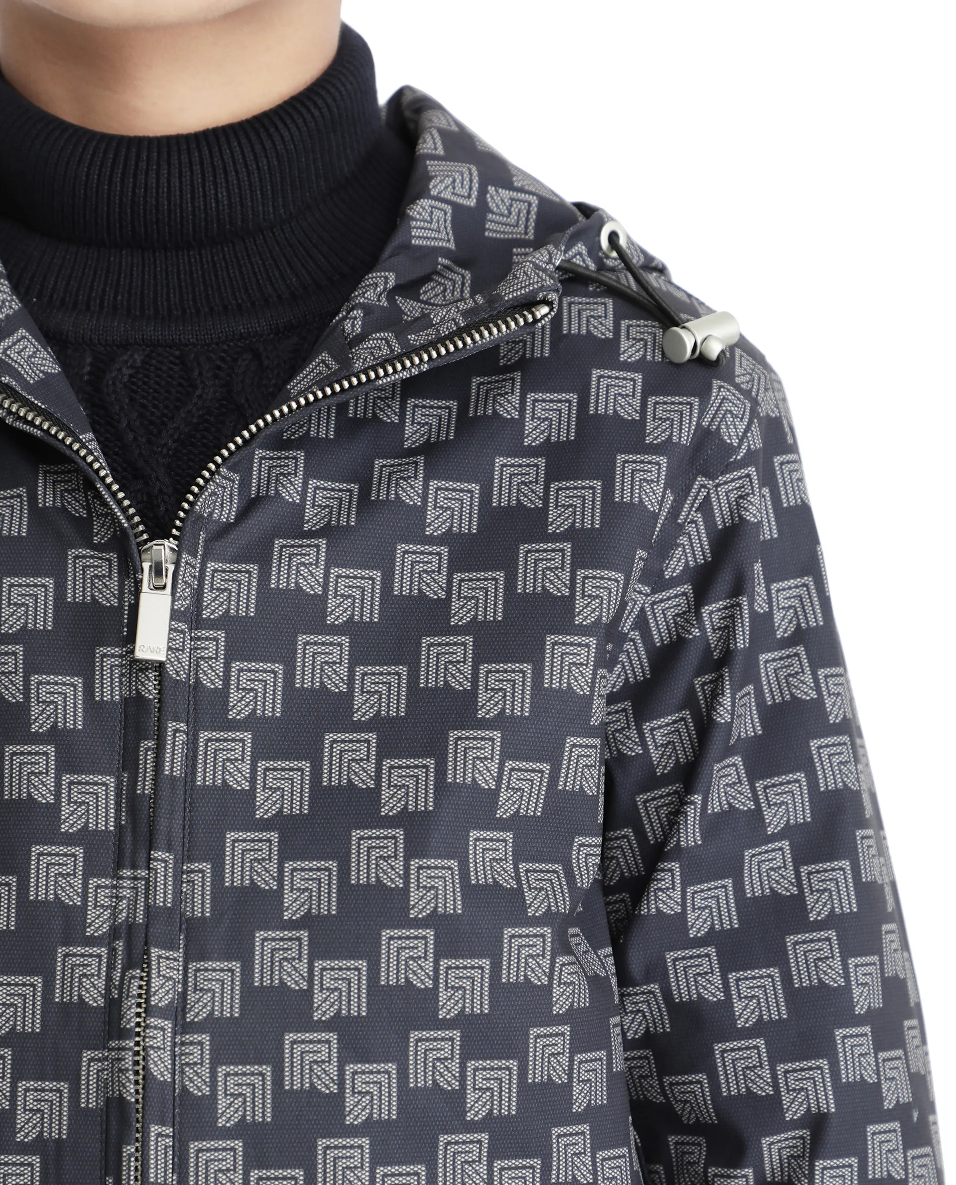 Rare Ones Kids Stappon Navy Zipper Full Sleeve Hooded Jacket - Image 3