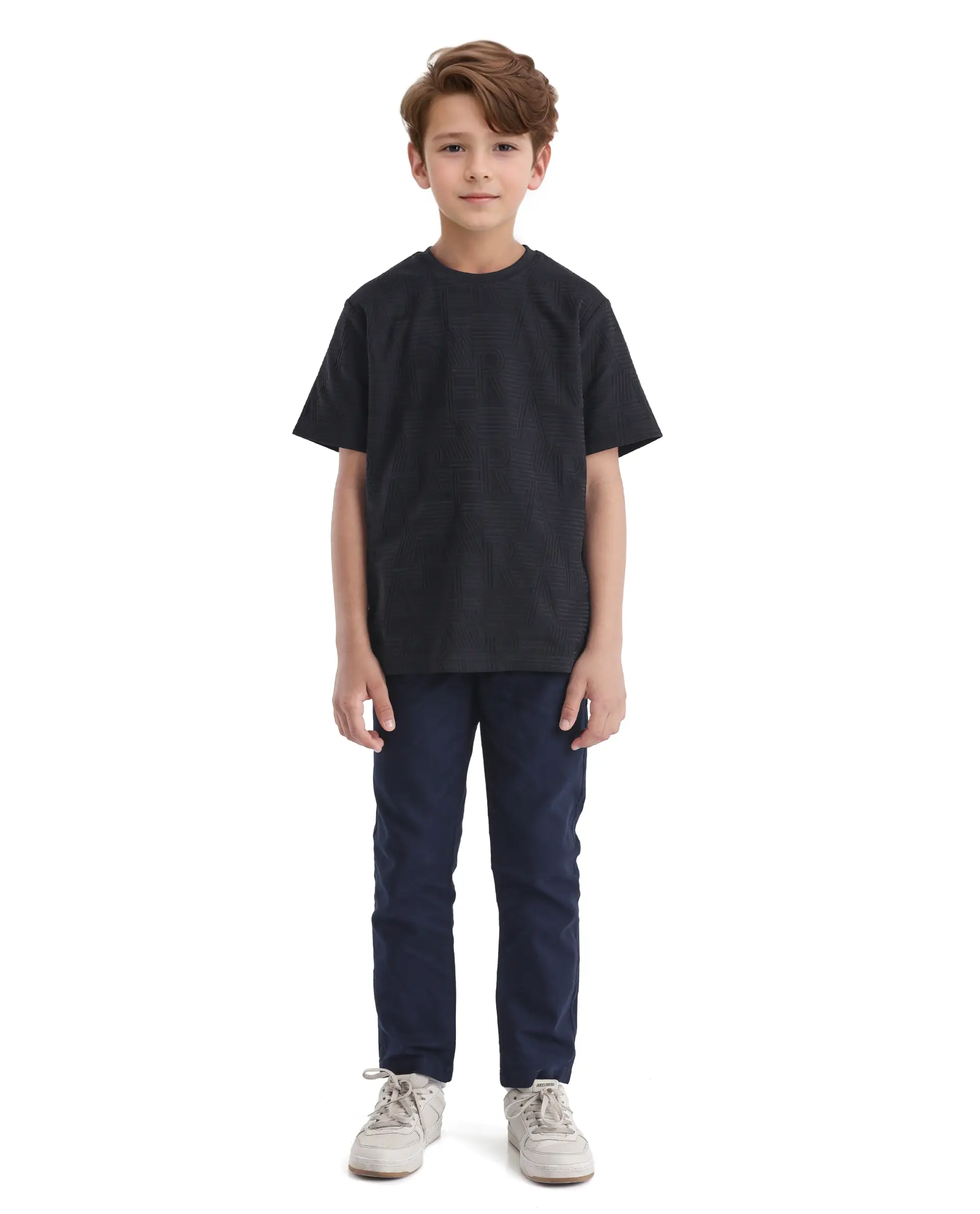 Rare Ones Kids Stom Black Cotton Short Sleeve Crew Neck Solid T-Shirt - Image 3