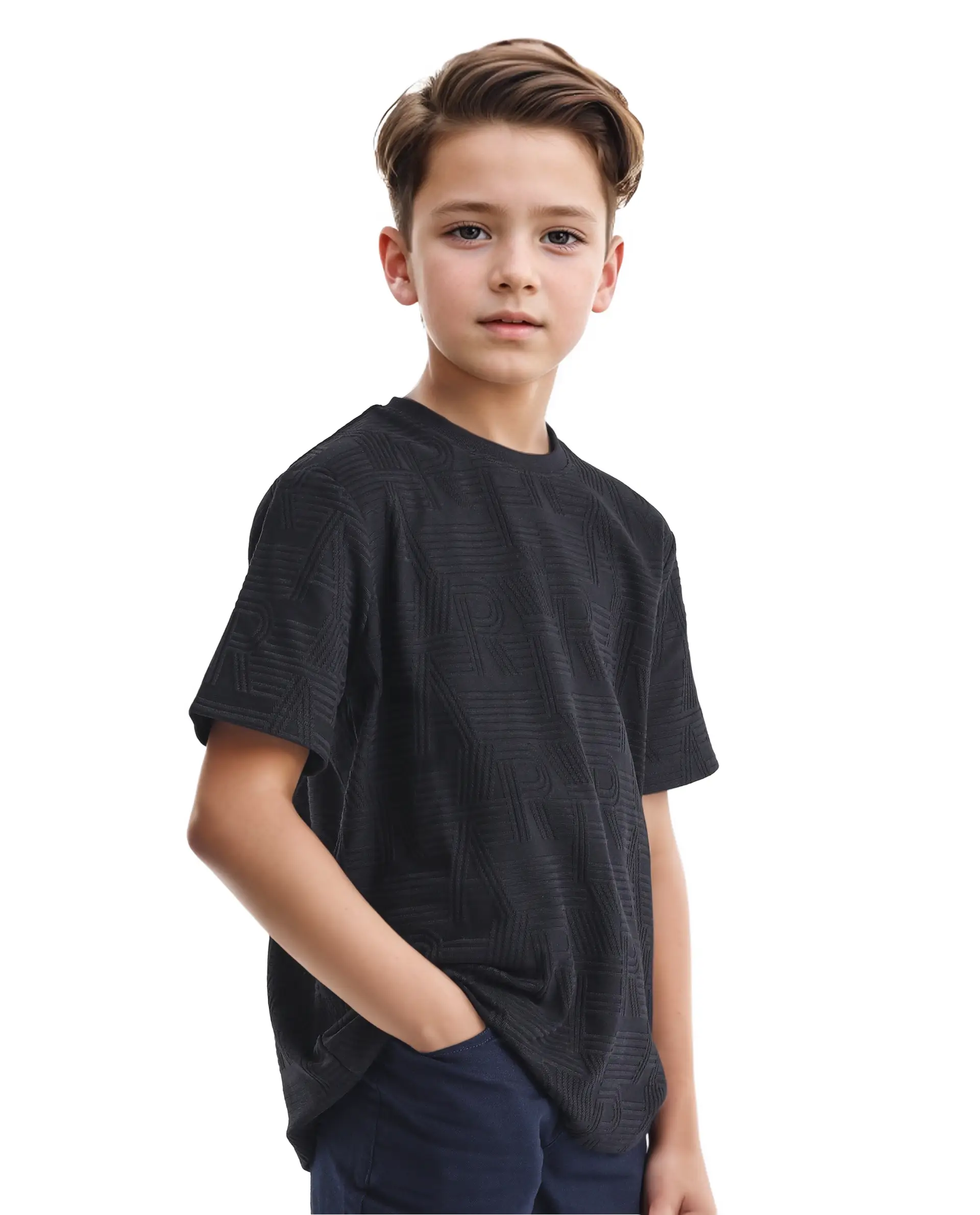 Rare Ones Kids Stom Black Cotton Short Sleeve Crew Neck Solid T-Shirt - Image 6