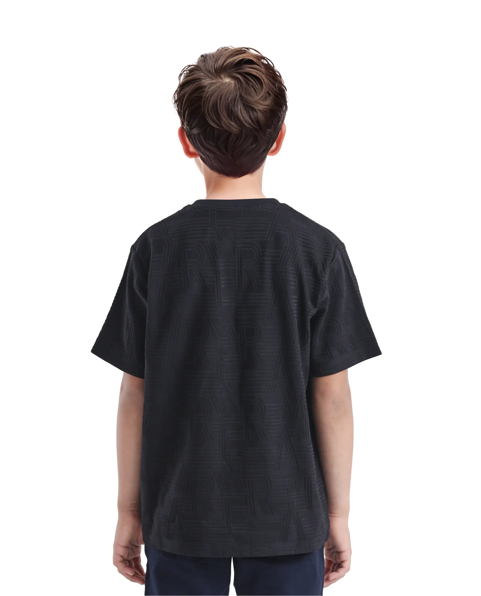 Rare Ones Kids Stom Black Cotton Short Sleeve Crew Neck Solid T-Shirt - Image 7