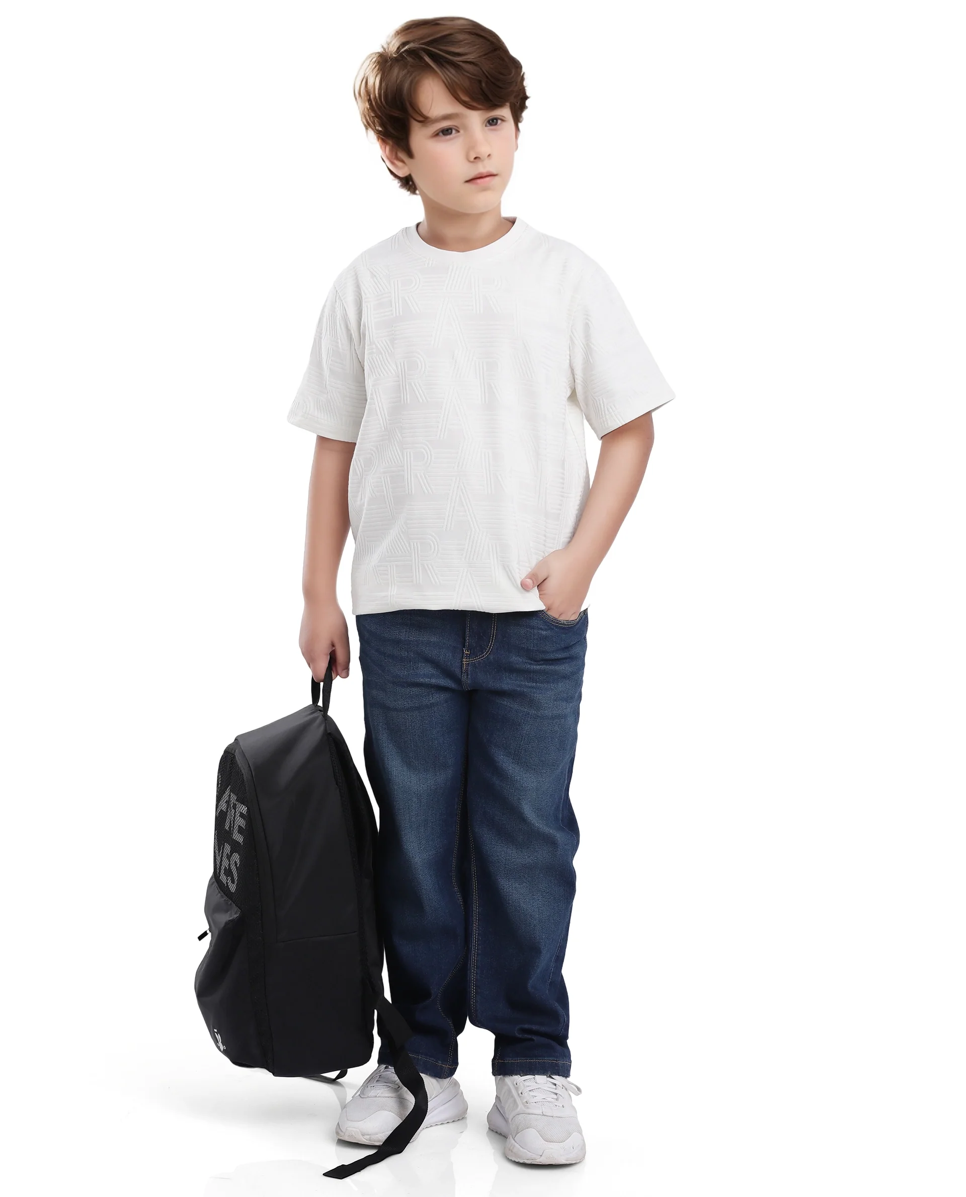 Rare Ones Kids Stom Offwhite Cotton Short Sleeve Crew Neck Solid T-Shirt - Image 2