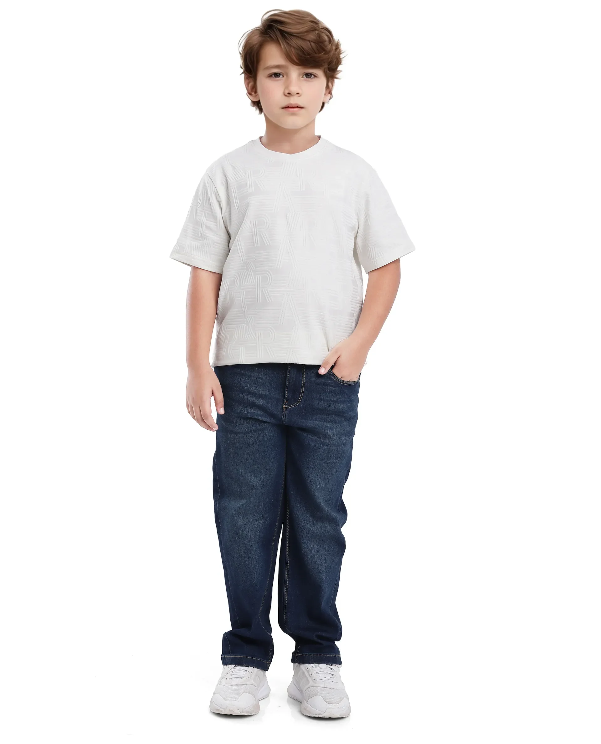Rare Ones Kids Stom Offwhite Cotton Short Sleeve Crew Neck Solid T-Shirt - Image 3