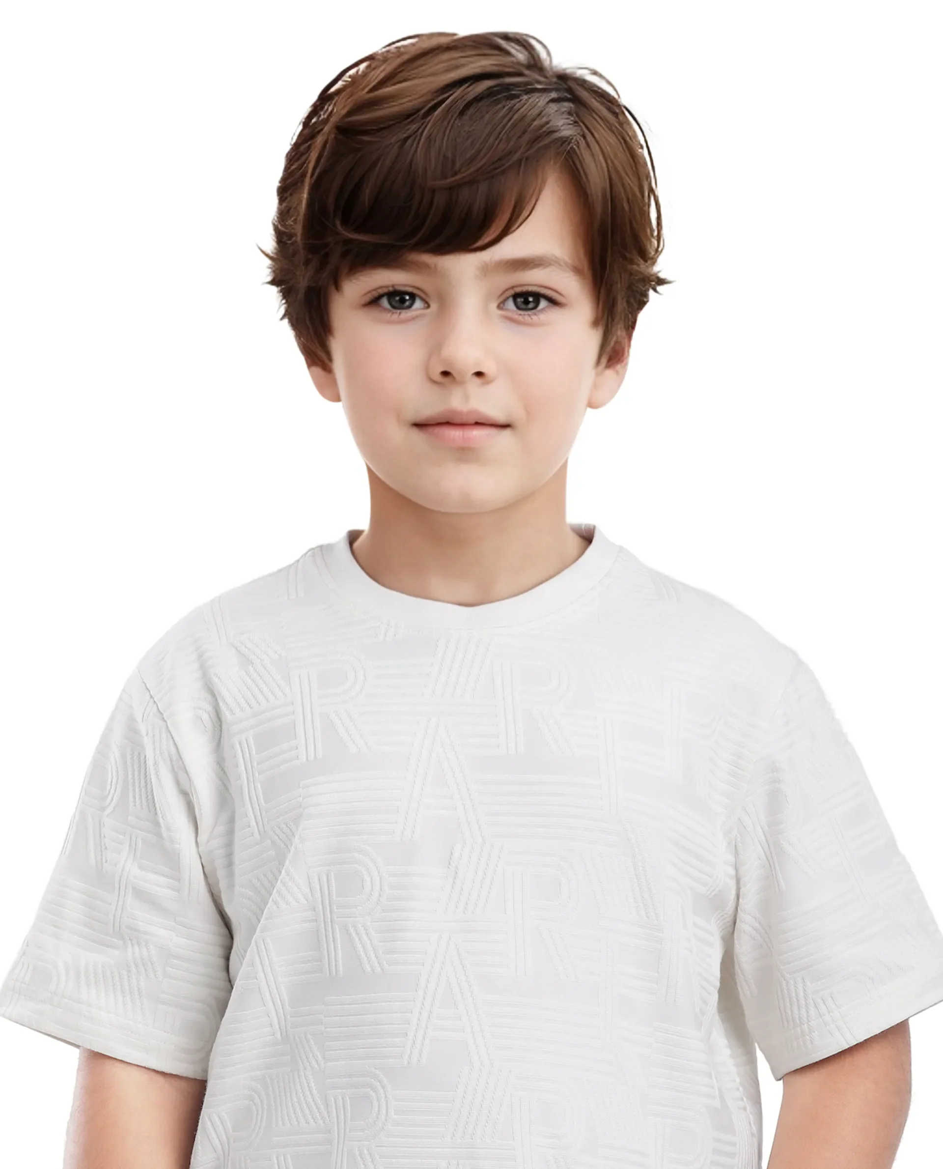 Rare Ones Kids Stom Offwhite Cotton Short Sleeve Crew Neck Solid T-Shirt - Image 4