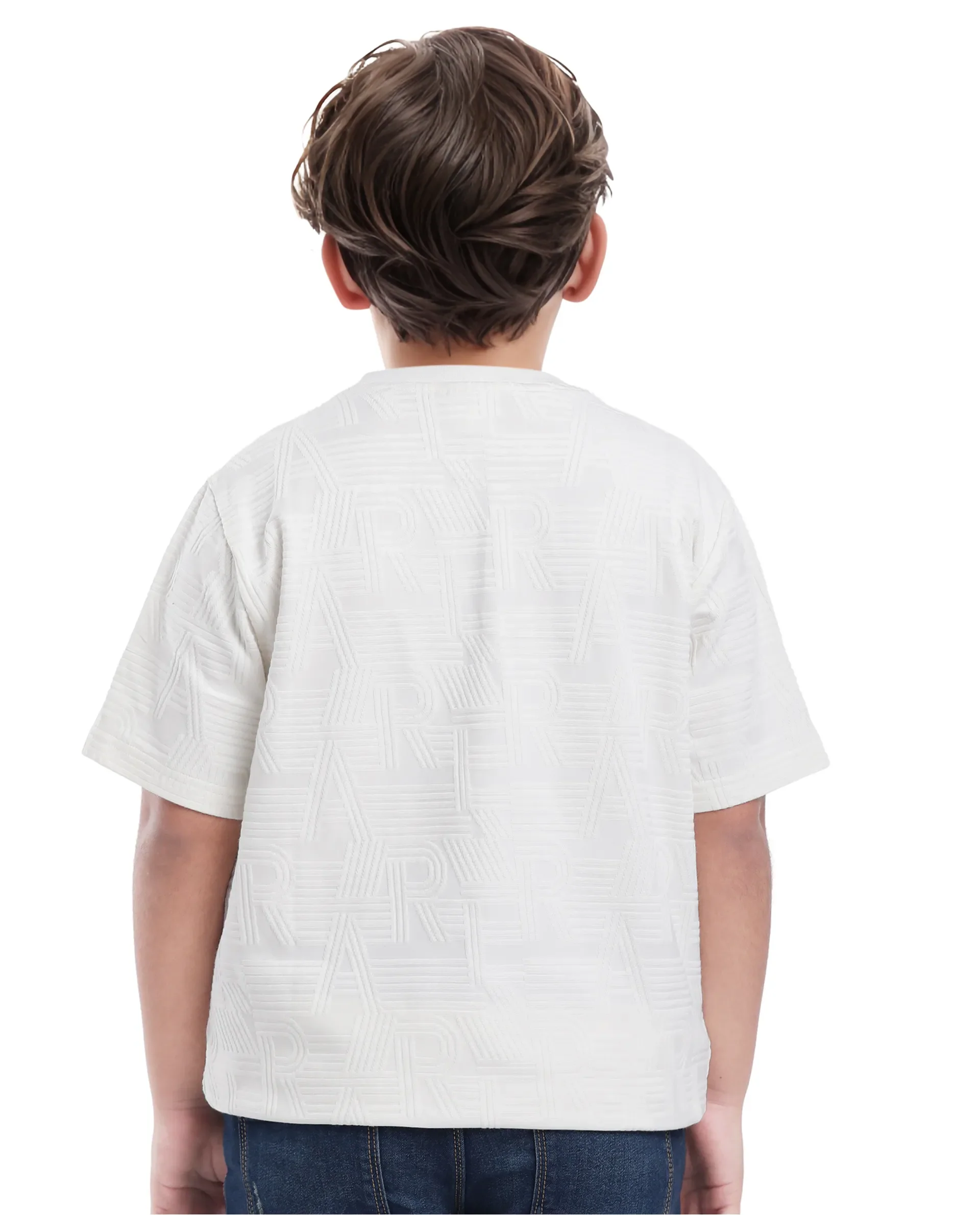 Rare Ones Kids Stom Offwhite Cotton Short Sleeve Crew Neck Solid T-Shirt - Image 8