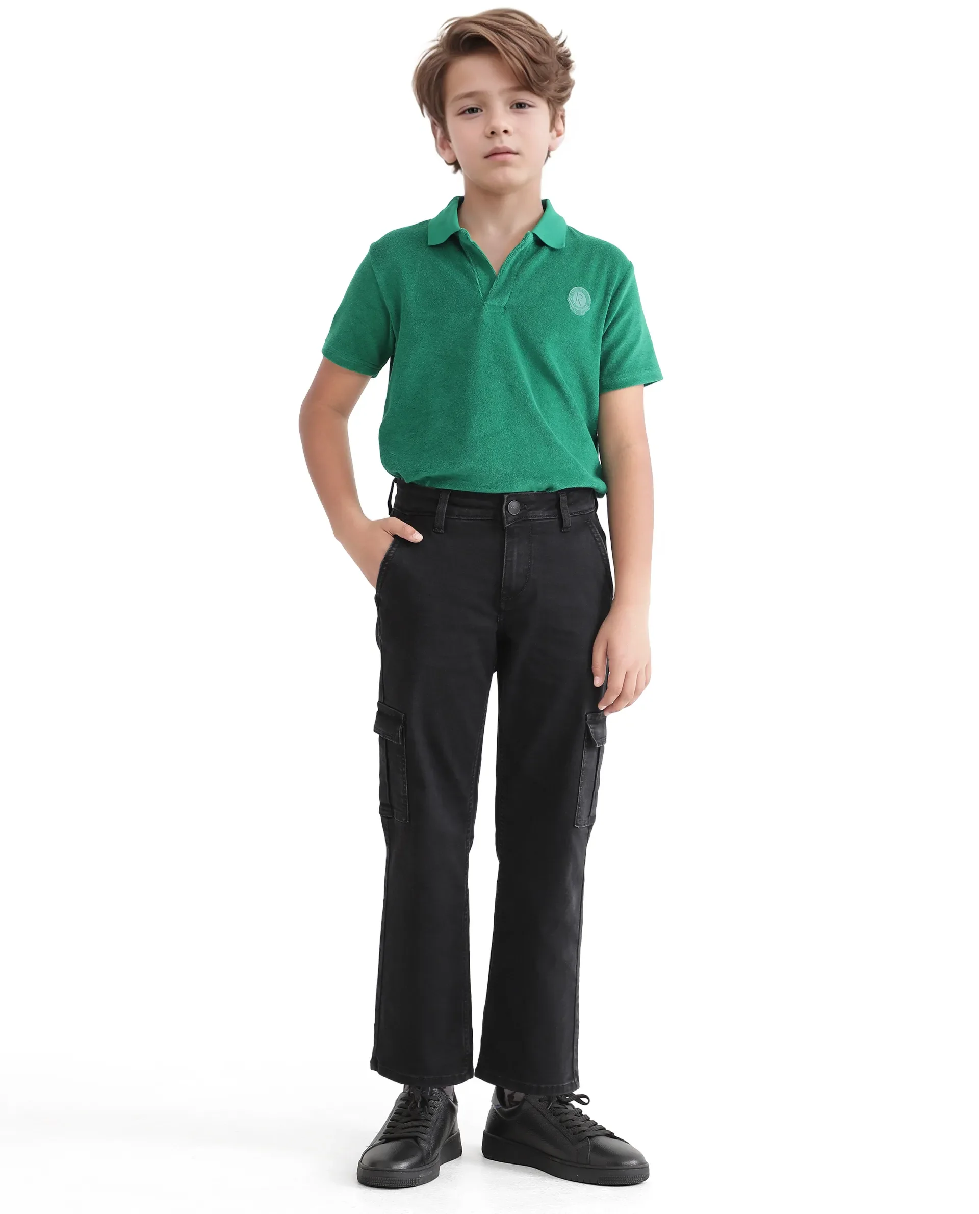 Rare Ones Kids Strait Black Cotton Zipper Closure Solid Loose Fit Jeans - Image 6