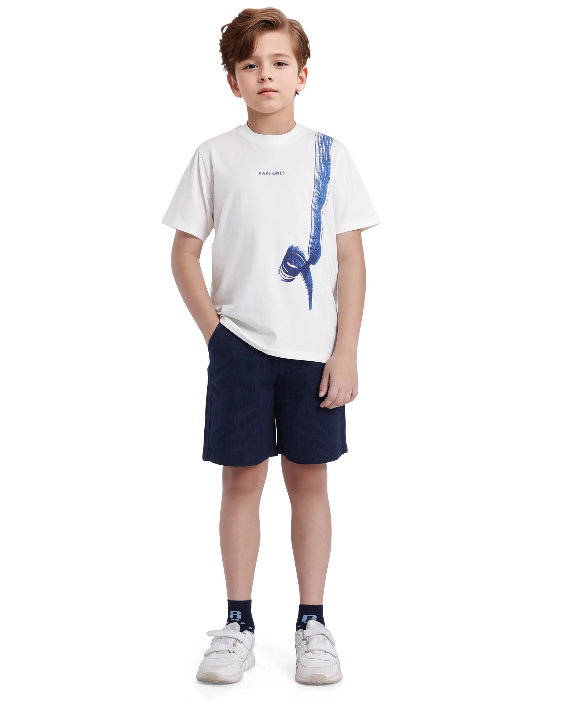 Rare Ones Kids Strok White Cotton Blend Short Sleeve Crew Neck Print T-Shirt - Image 2
