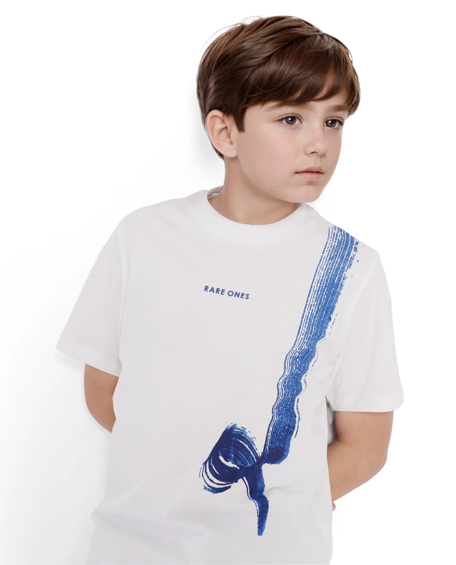 Rare Ones Kids Strok White Cotton Blend Short Sleeve Crew Neck Print T-Shirt - Image 3