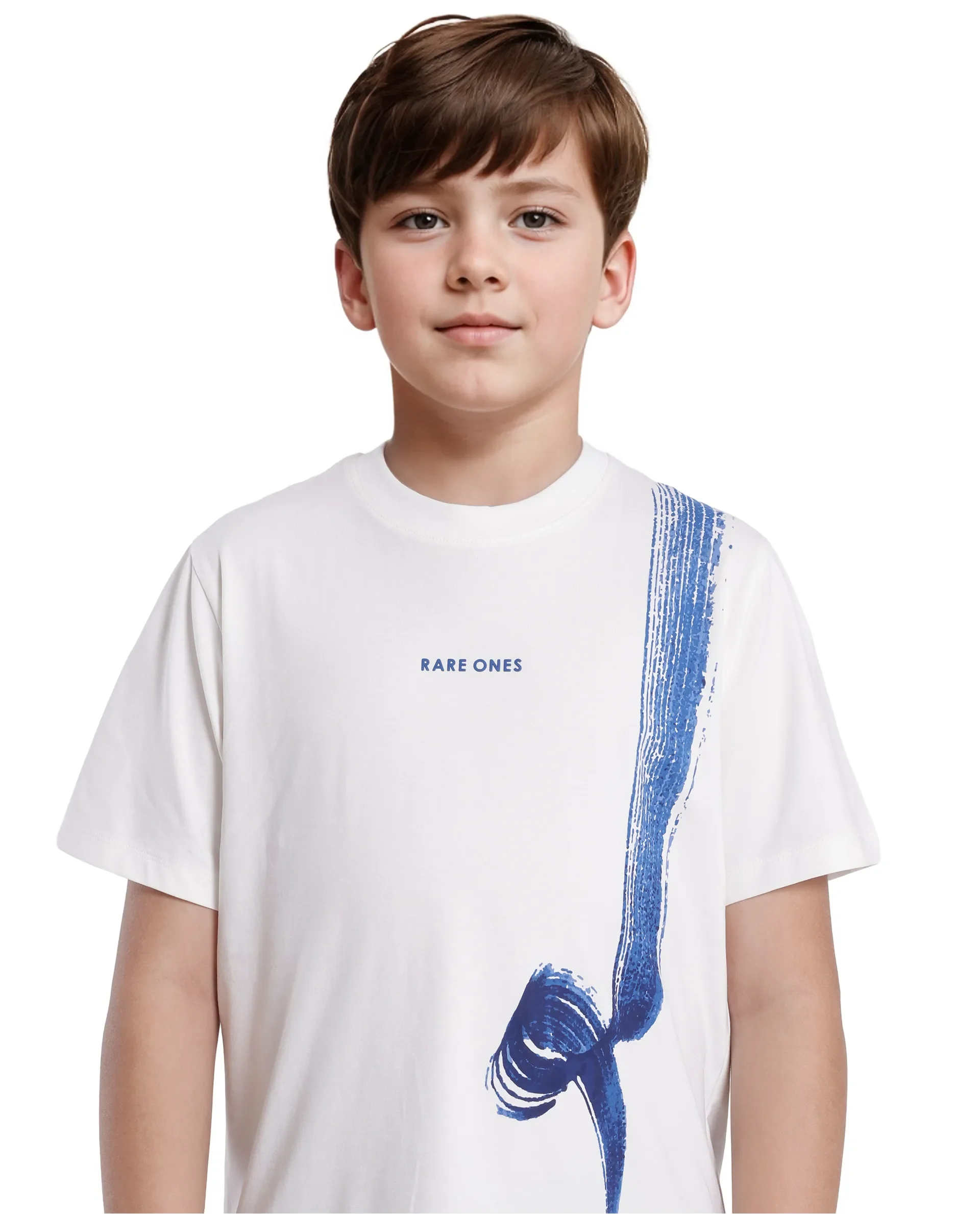 Rare Ones Kids Strok White Cotton Blend Short Sleeve Crew Neck Print T-Shirt - Image 4