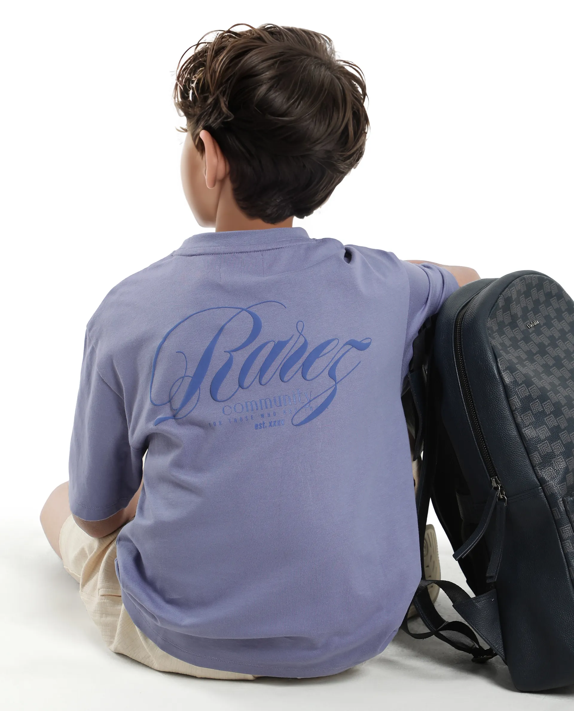 Rare Ones Kids Sudo Light Purple Cotton Graphic Printed Slip-On Oversized Fit T-Shirt - Image 2