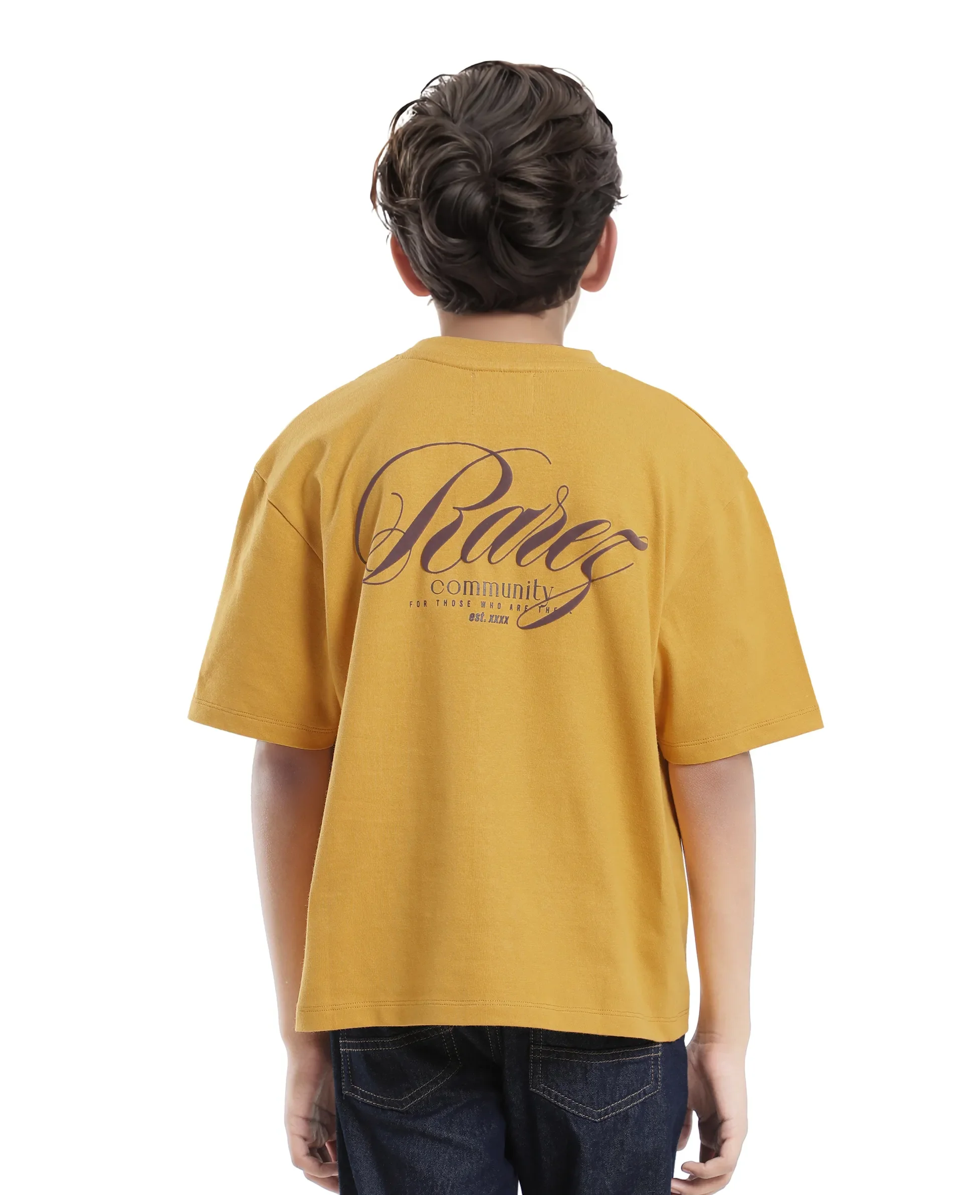 Rare Ones Kids Sudo Yellow Cotton Graphic Printed Slip-On Oversized Fit T-Shirt - Image 10