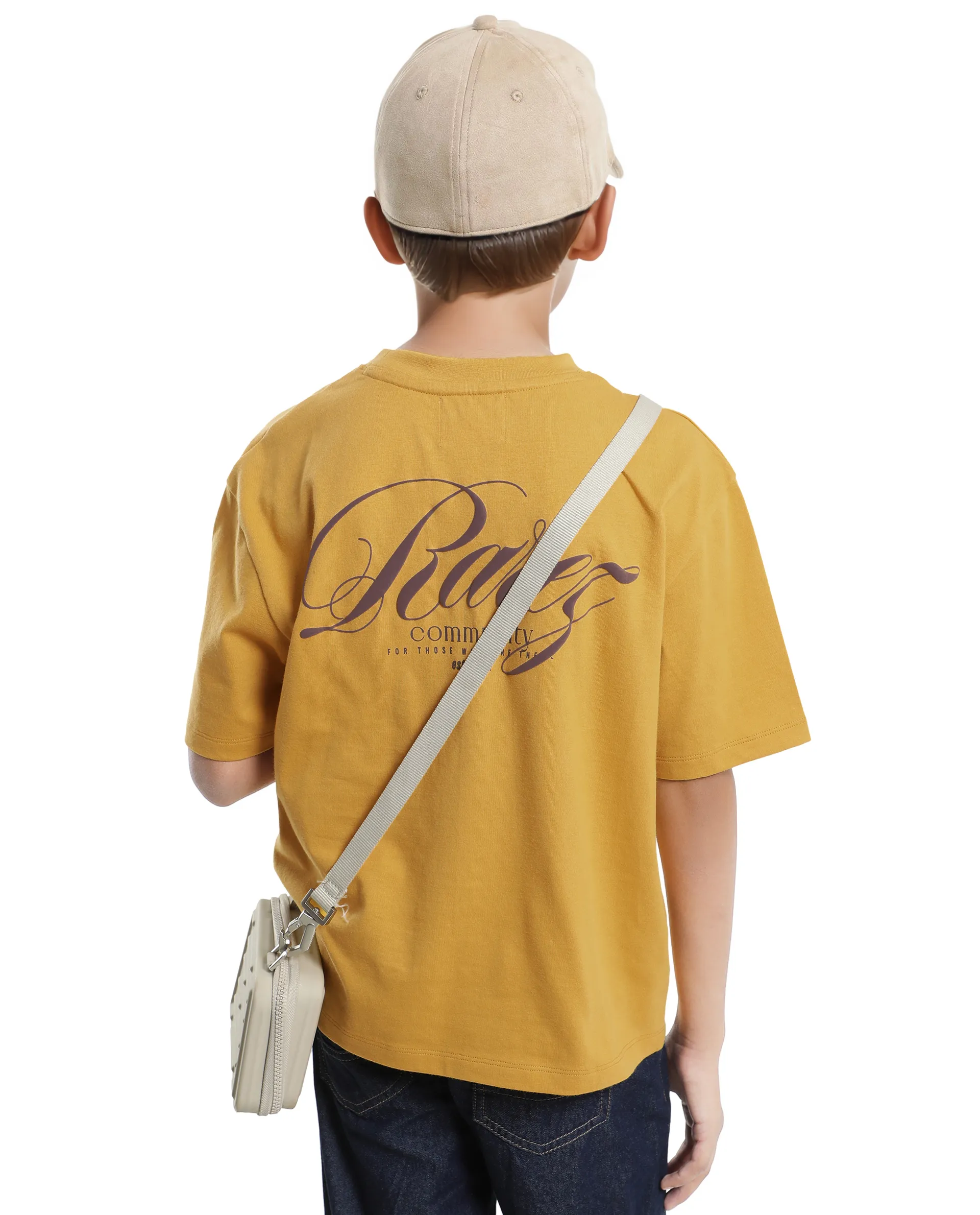 Rare Ones Kids Sudo Yellow Cotton Graphic Printed Slip-On Oversized Fit T-Shirt - Image 2