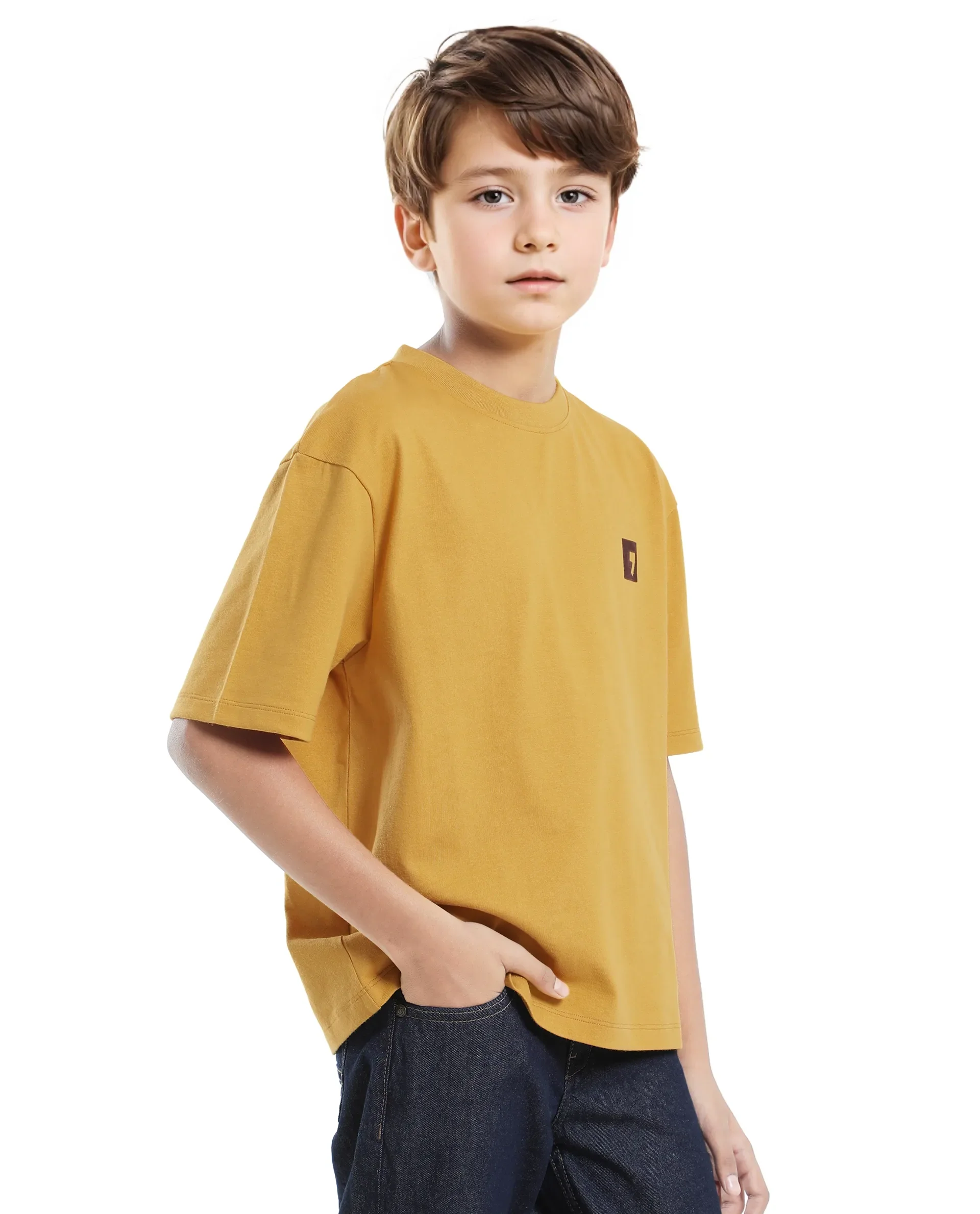 Rare Ones Kids Sudo Yellow Cotton Graphic Printed Slip-On Oversized Fit T-Shirt - Image 8