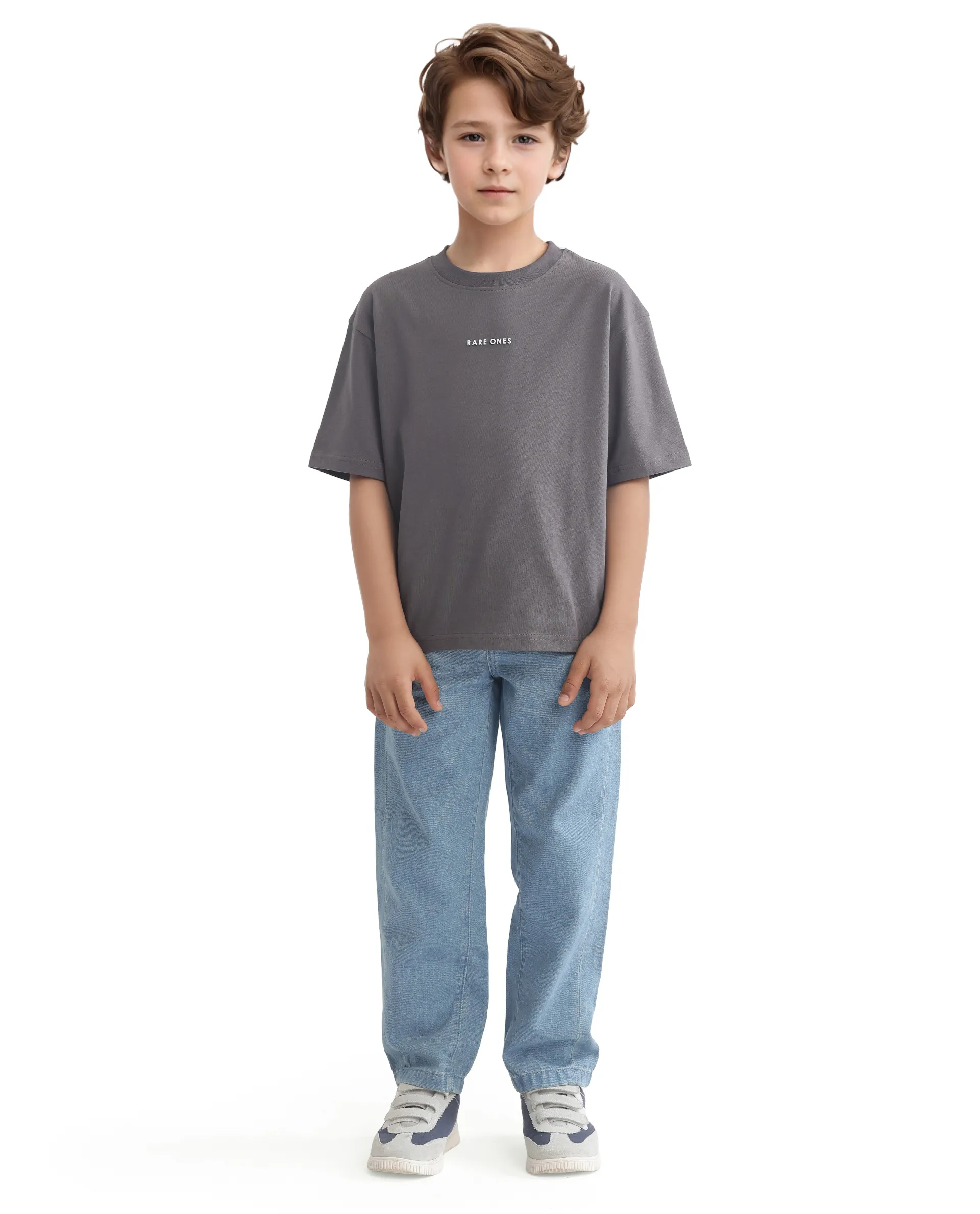 Rare Ones Kids Swyft Dark Grey Cotton Half Sleeve Slip-On Printed Boxy Fit T-Shirt - Image 3